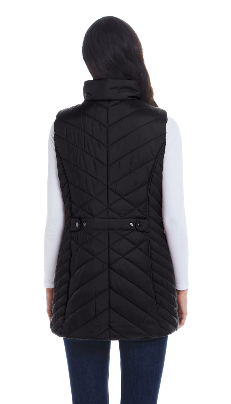 MIXED QUILTED LONGLINE VEST