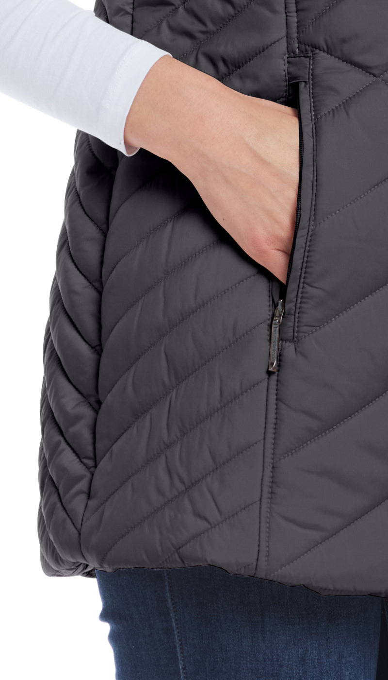 MIXED QUILTED LONGLINE VEST