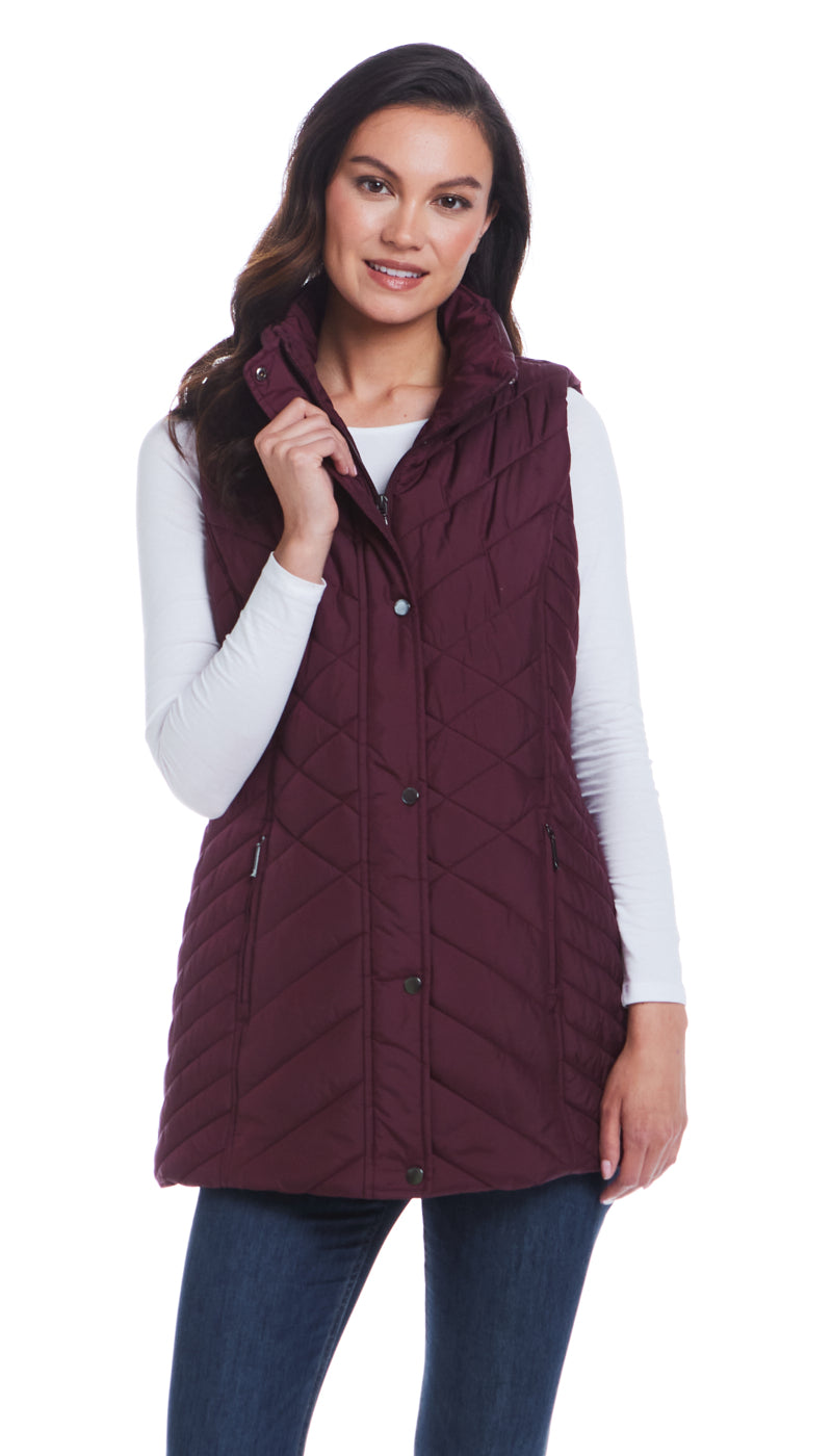 MIXED QUILTED LONGLINE VEST