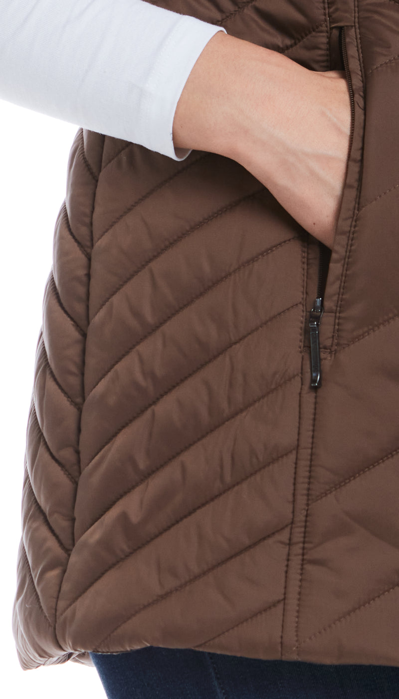 MIXED QUILTED LONGLINE VEST