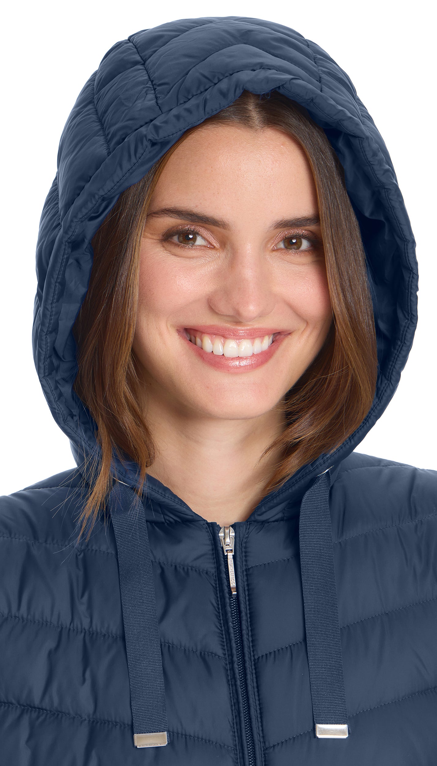 HOODED CHEVRON LONGLINE PUFFER VEST