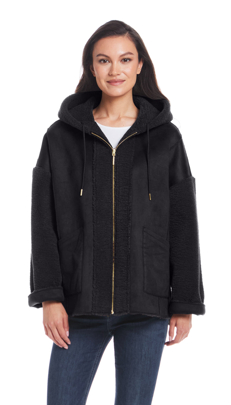 Reversible Faux Leather Shearling Jacket | Express