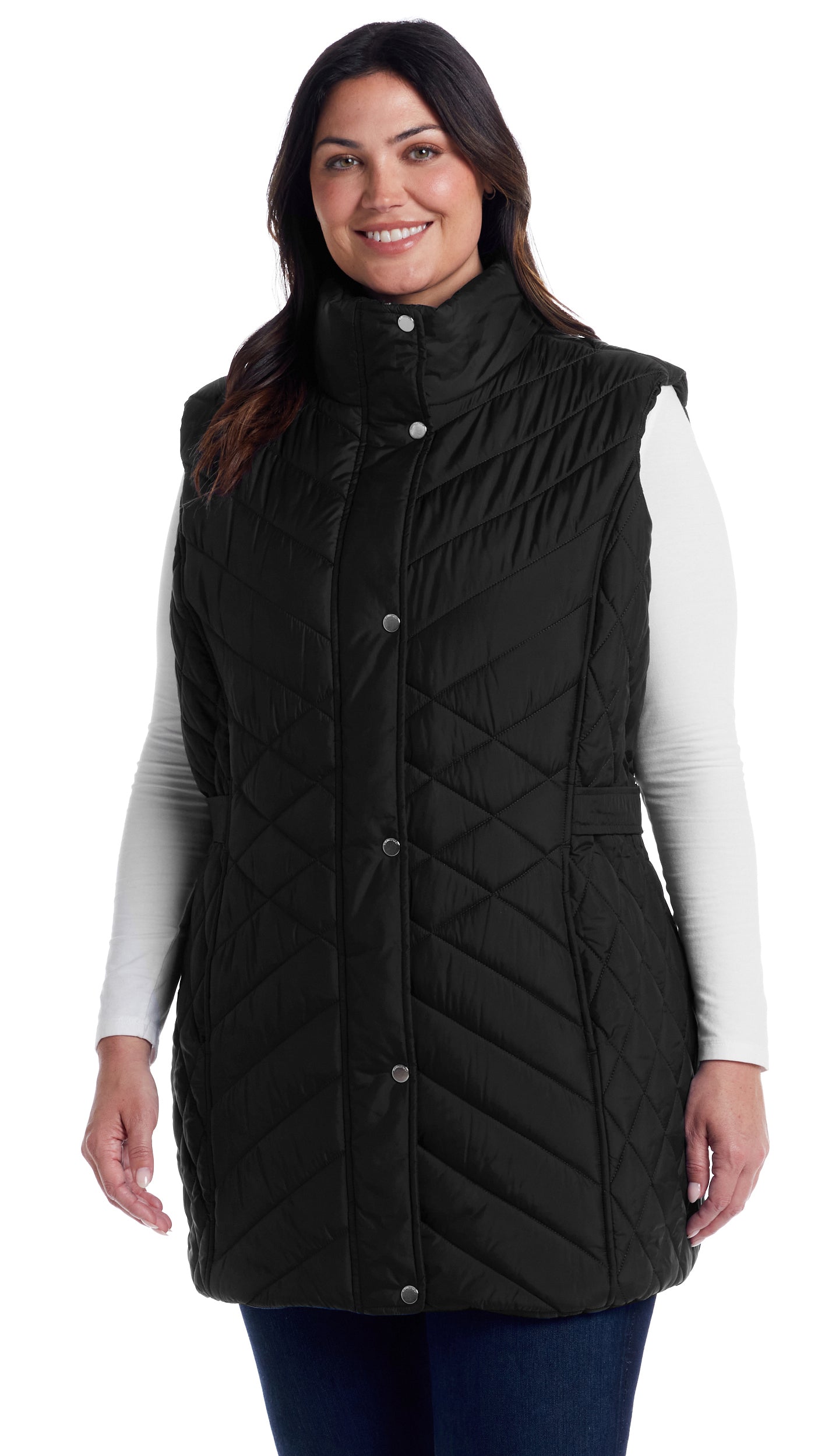 MIXED QUILTED LONGLINE VEST