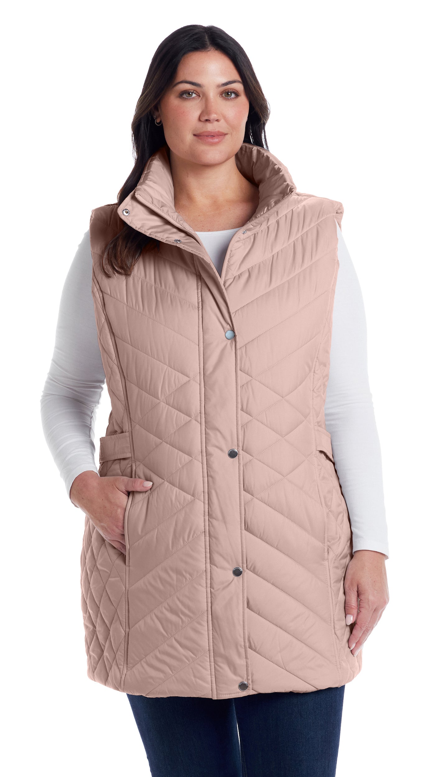 MIXED QUILTED LONGLINE VEST