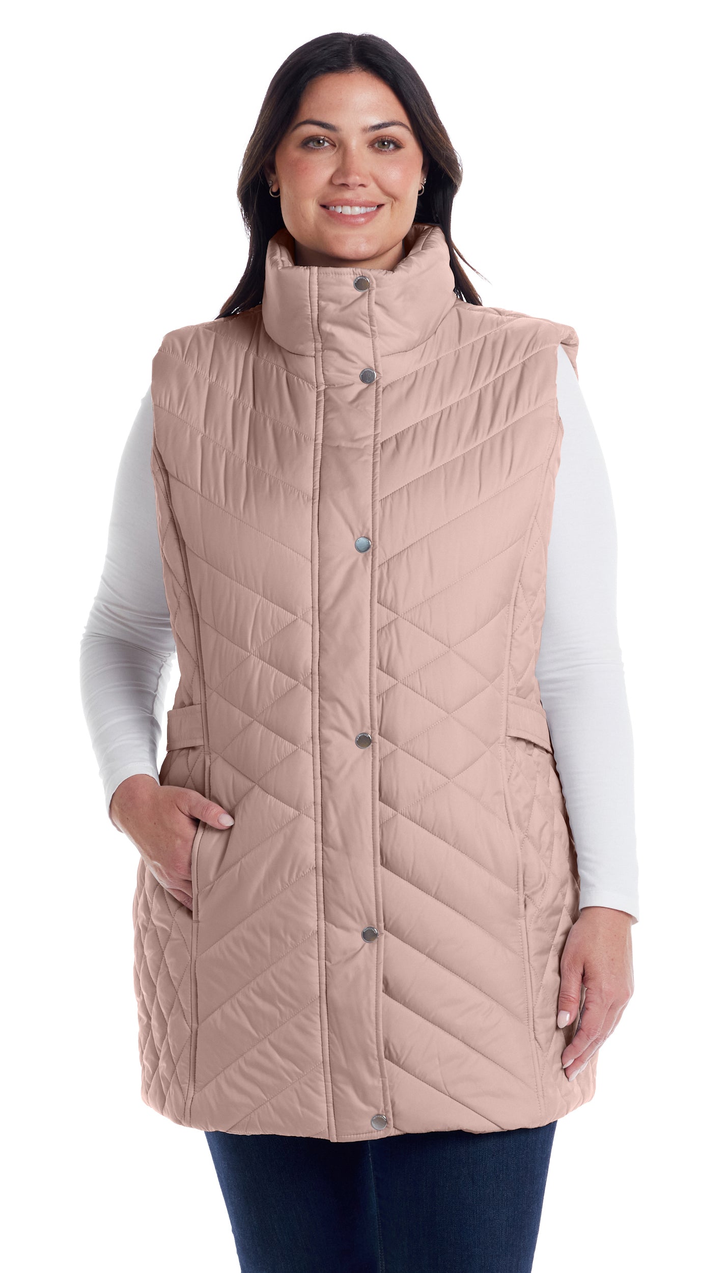 MIXED QUILTED LONGLINE VEST