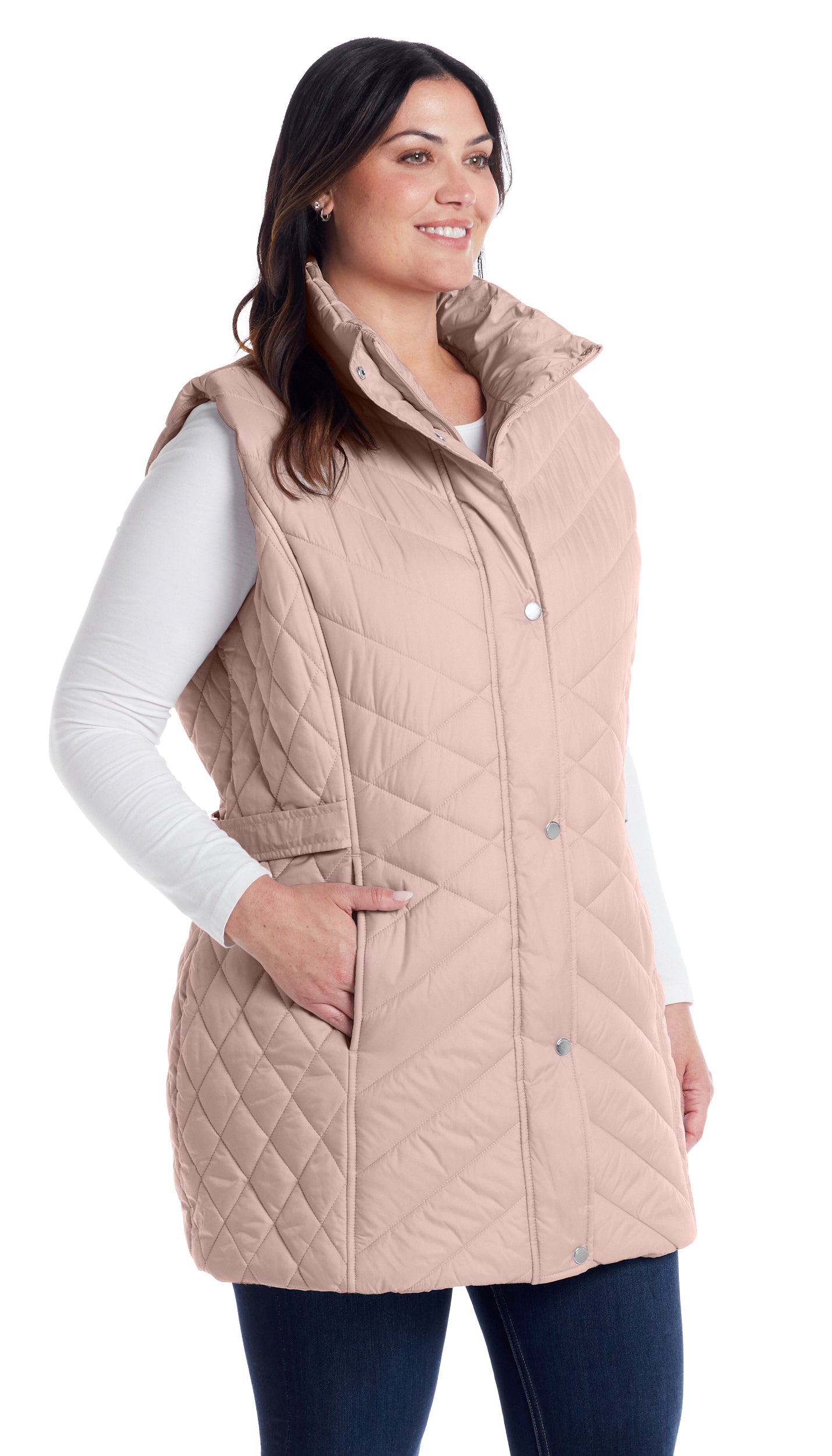 MIXED QUILTED LONGLINE VEST