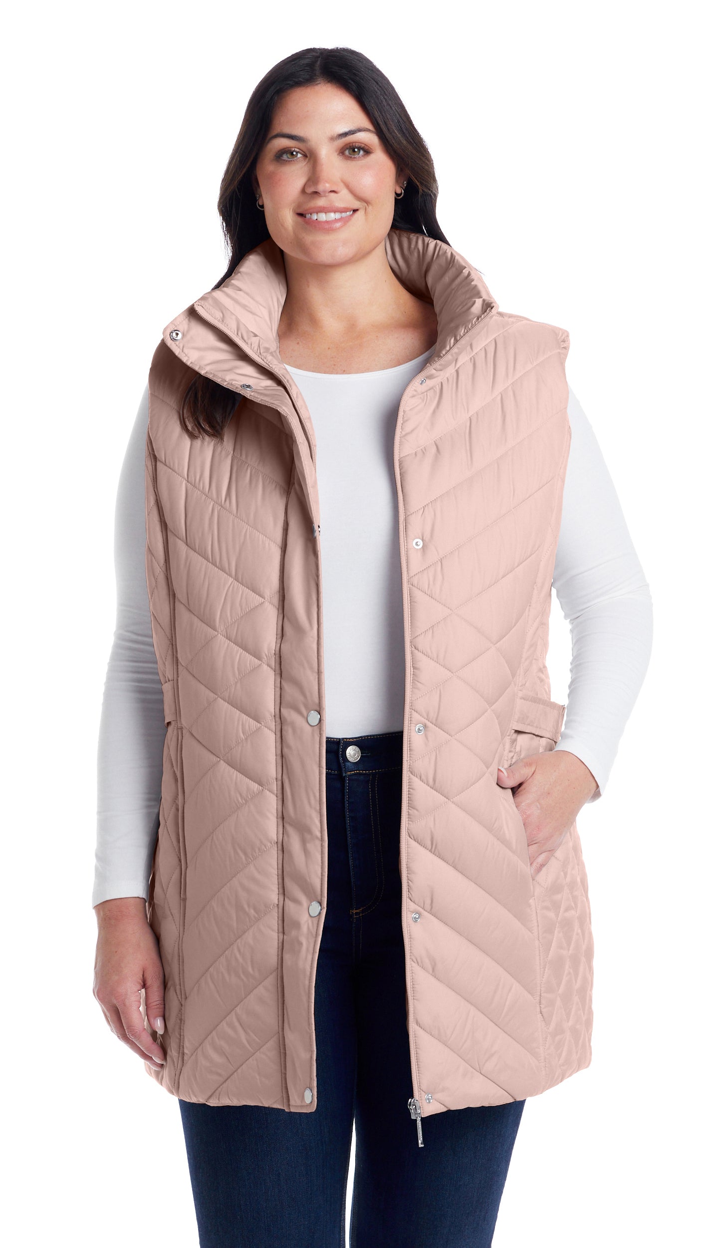 MIXED QUILTED LONGLINE VEST