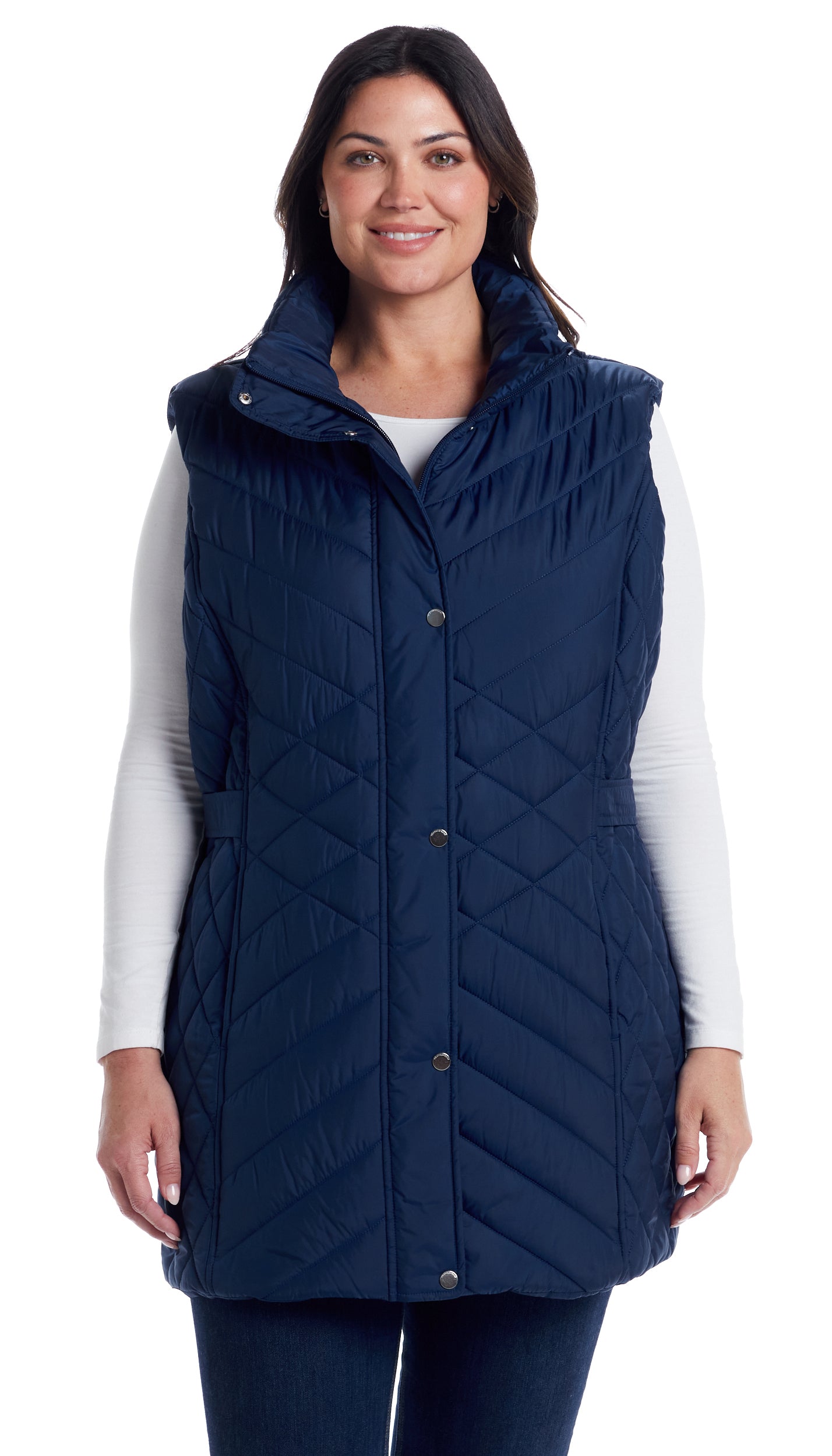 MIXED QUILTED LONGLINE VEST