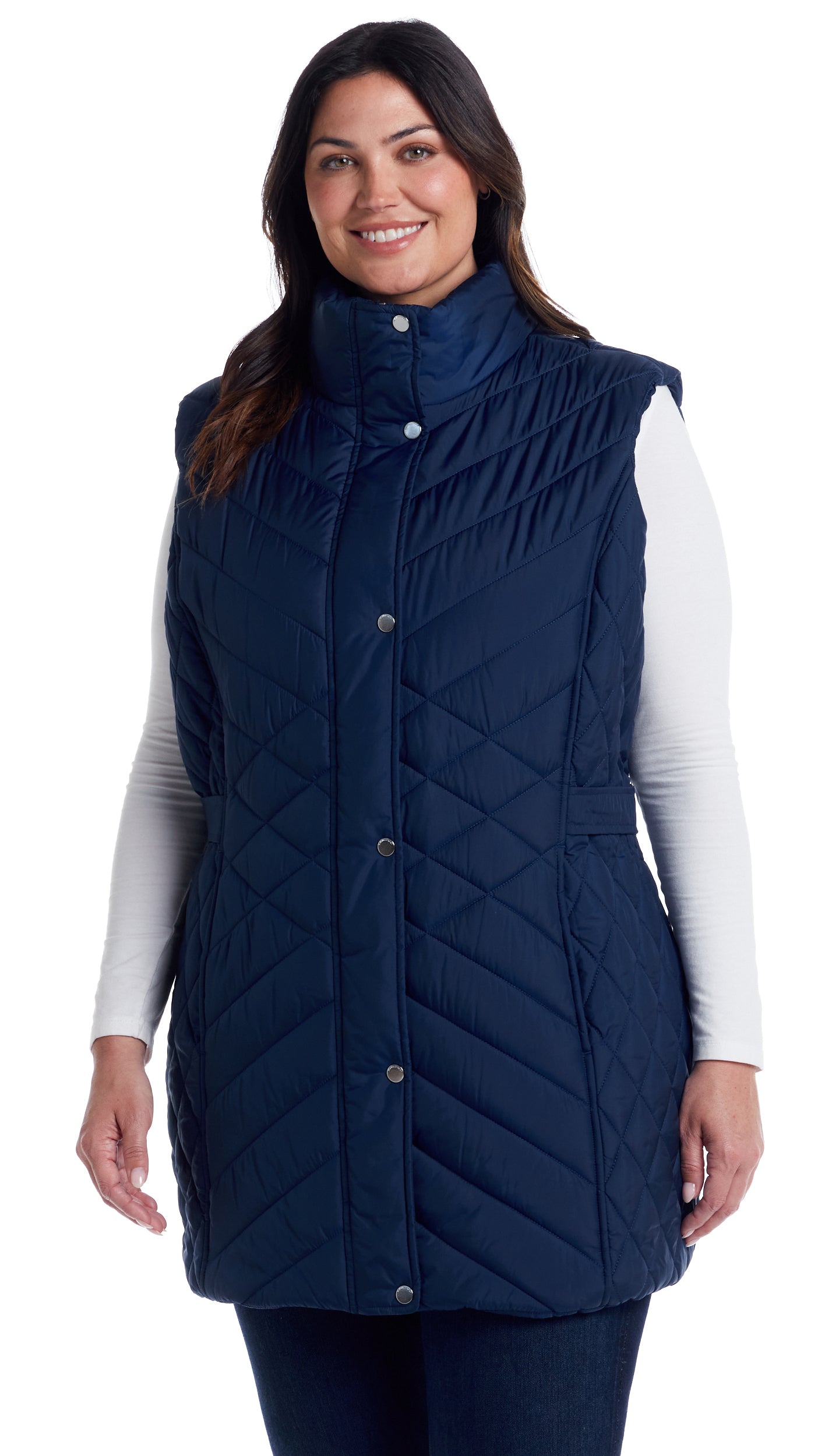 MIXED QUILTED LONGLINE VEST