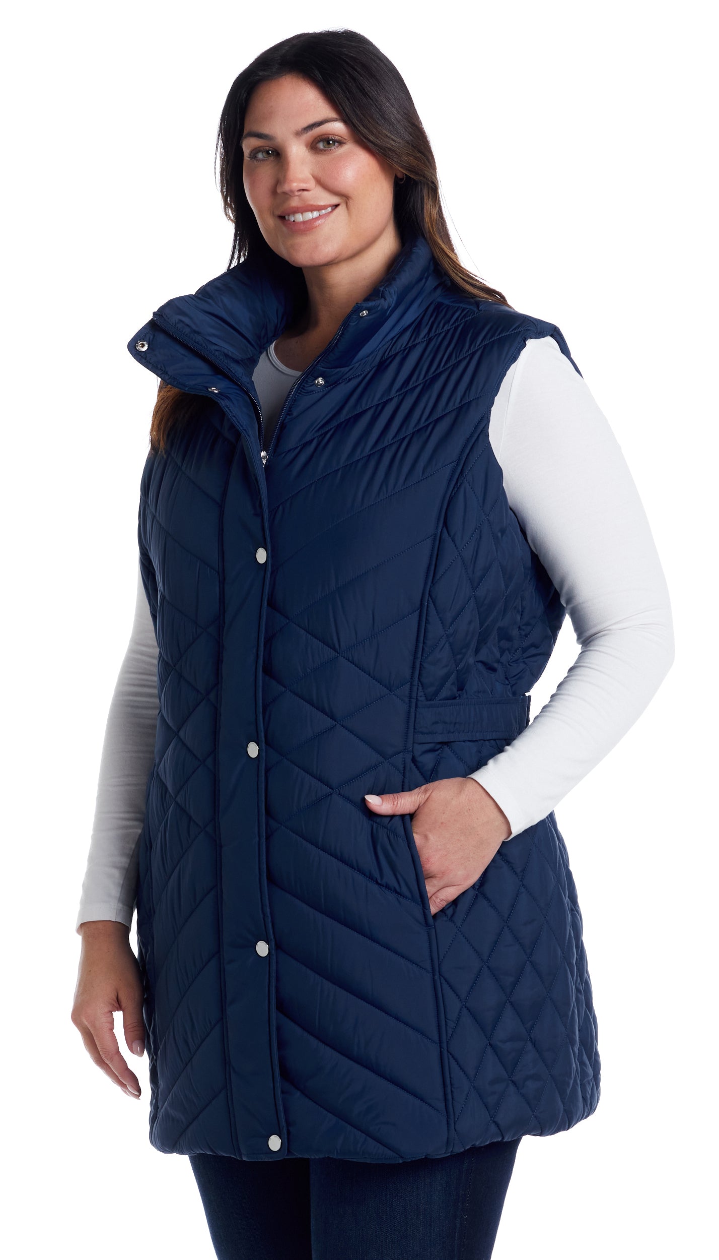 MIXED QUILTED LONGLINE VEST