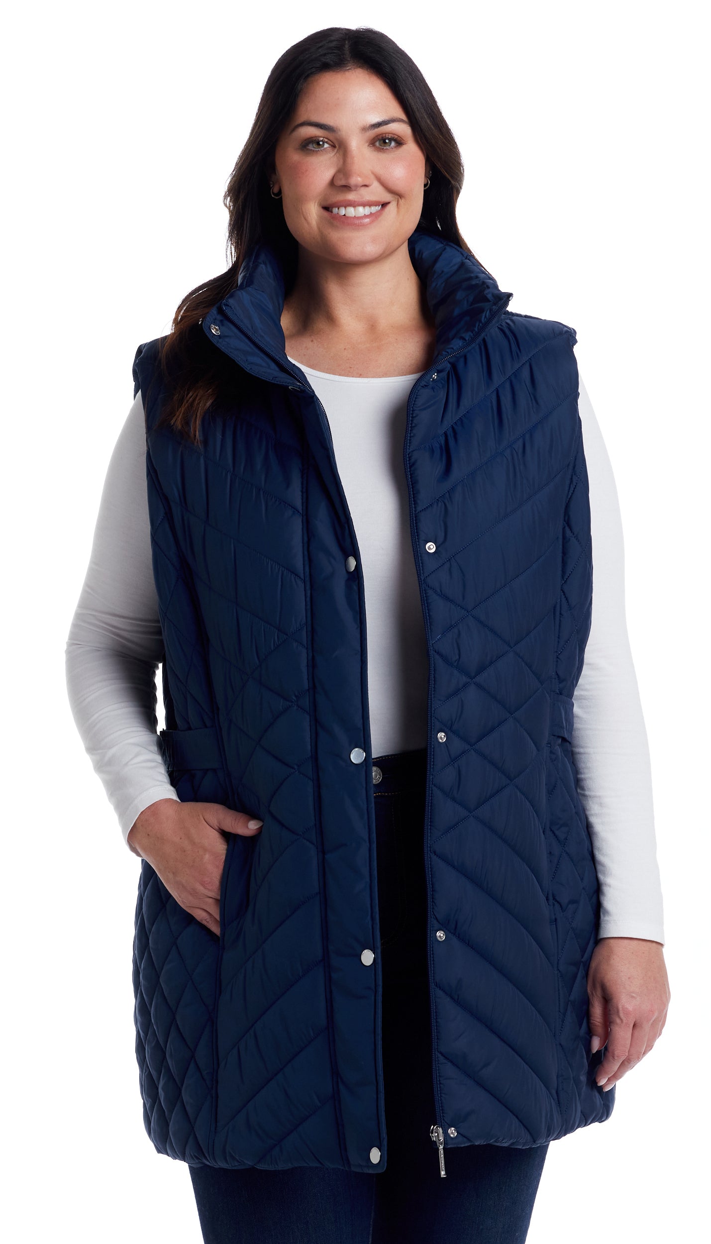 MIXED QUILTED LONGLINE VEST