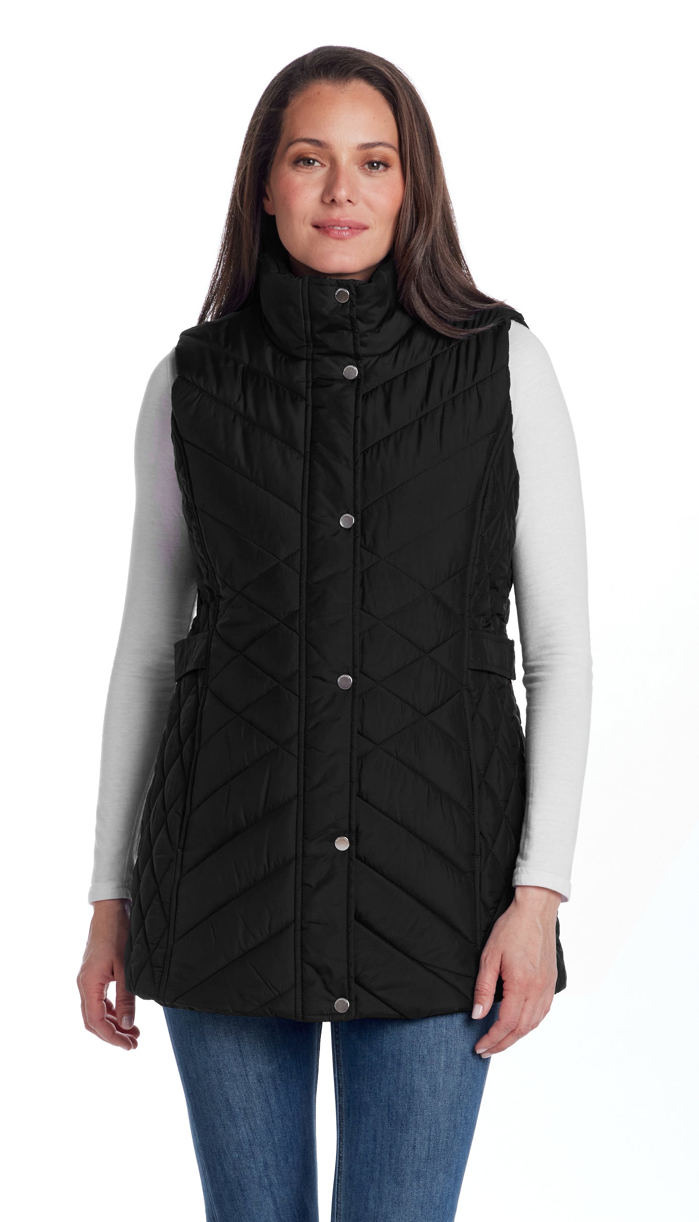 MIXED QUILTED LONGLINE VEST