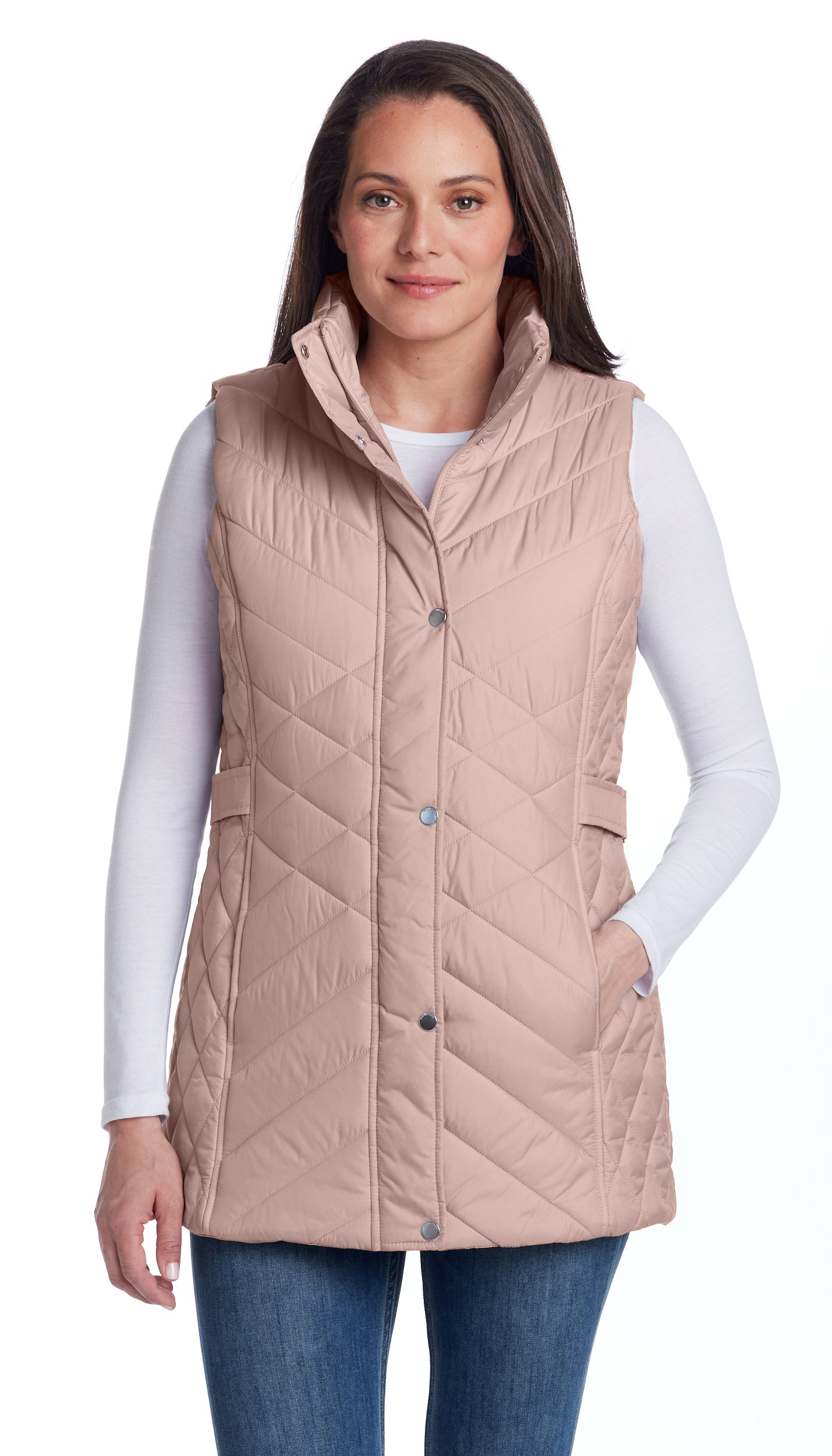 MIXED QUILTED LONGLINE VEST