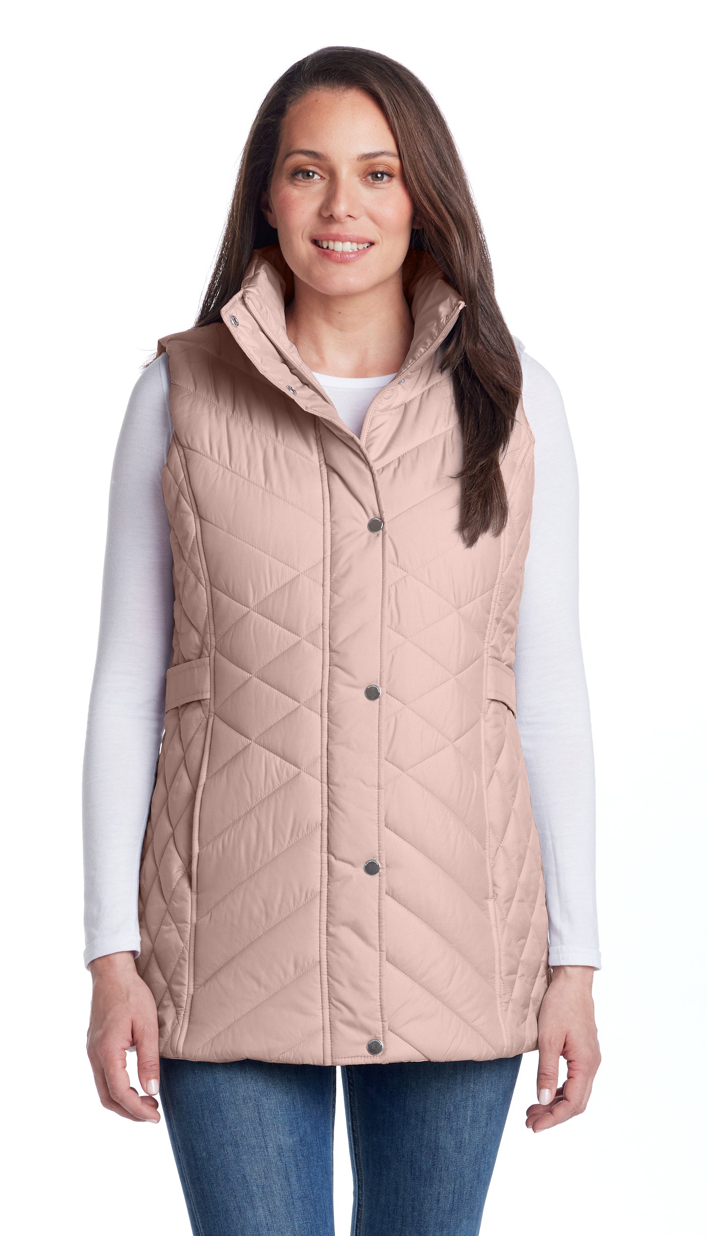 MIXED QUILTED LONGLINE VEST
