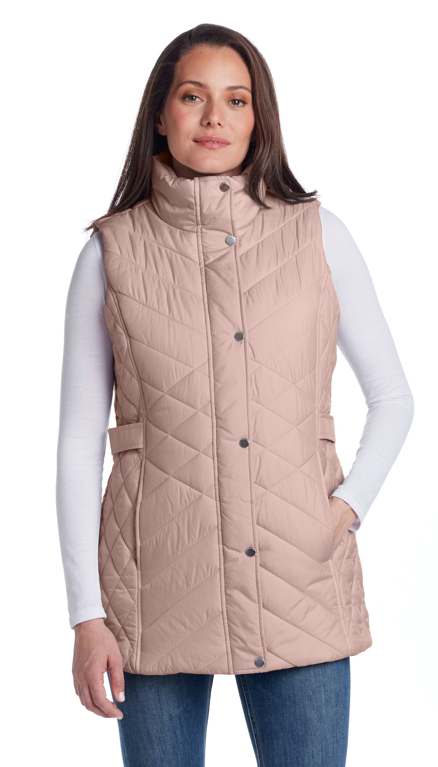 MIXED QUILTED LONGLINE VEST