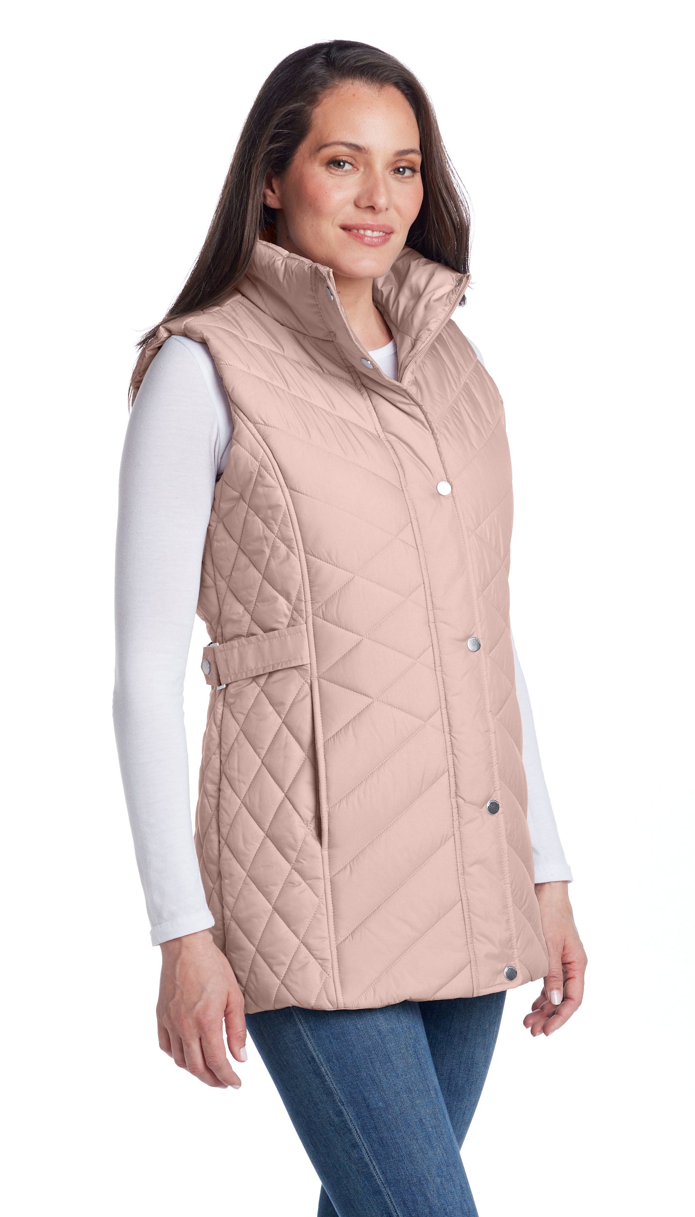 MIXED QUILTED LONGLINE VEST