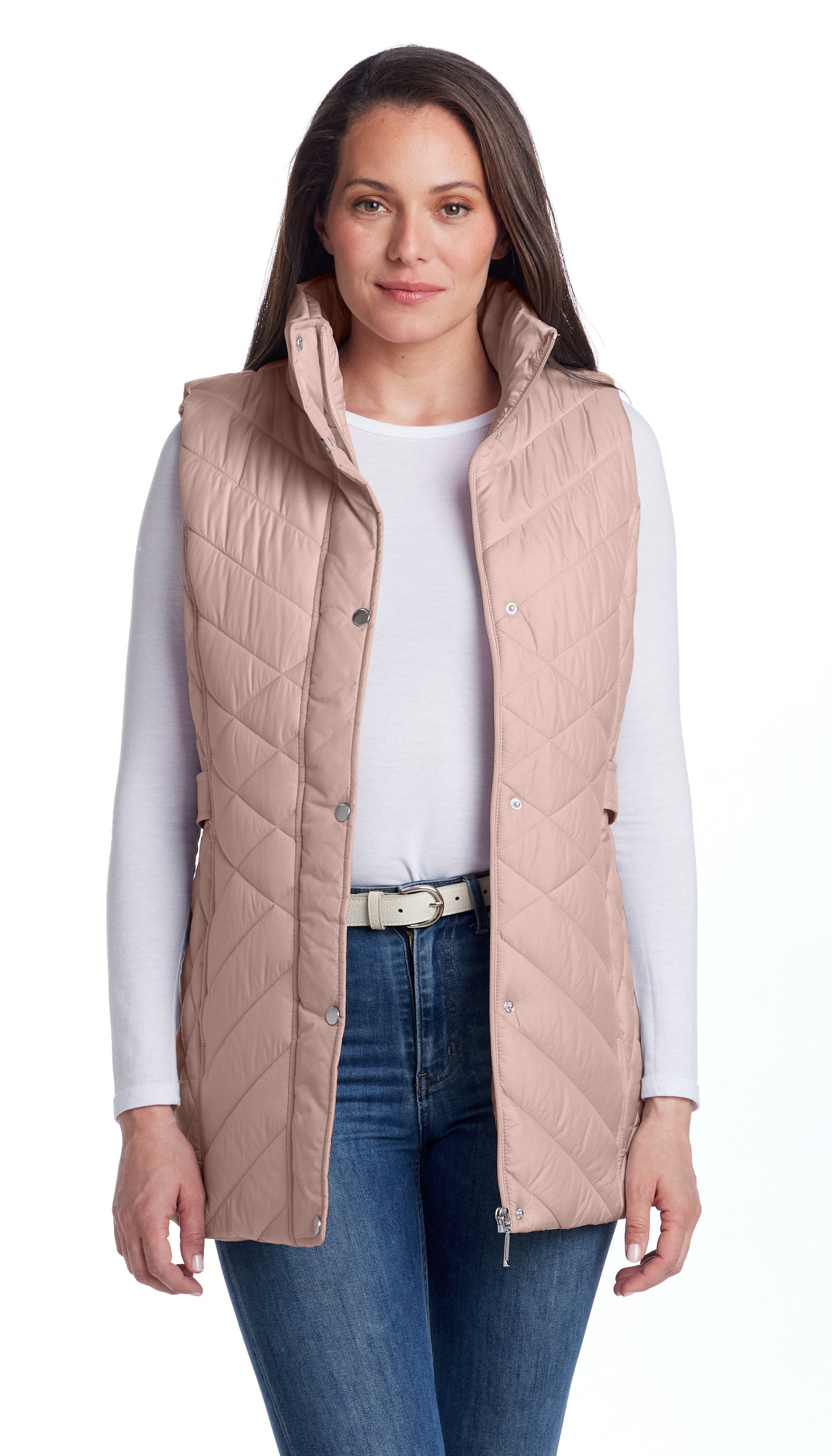 MIXED QUILTED LONGLINE VEST