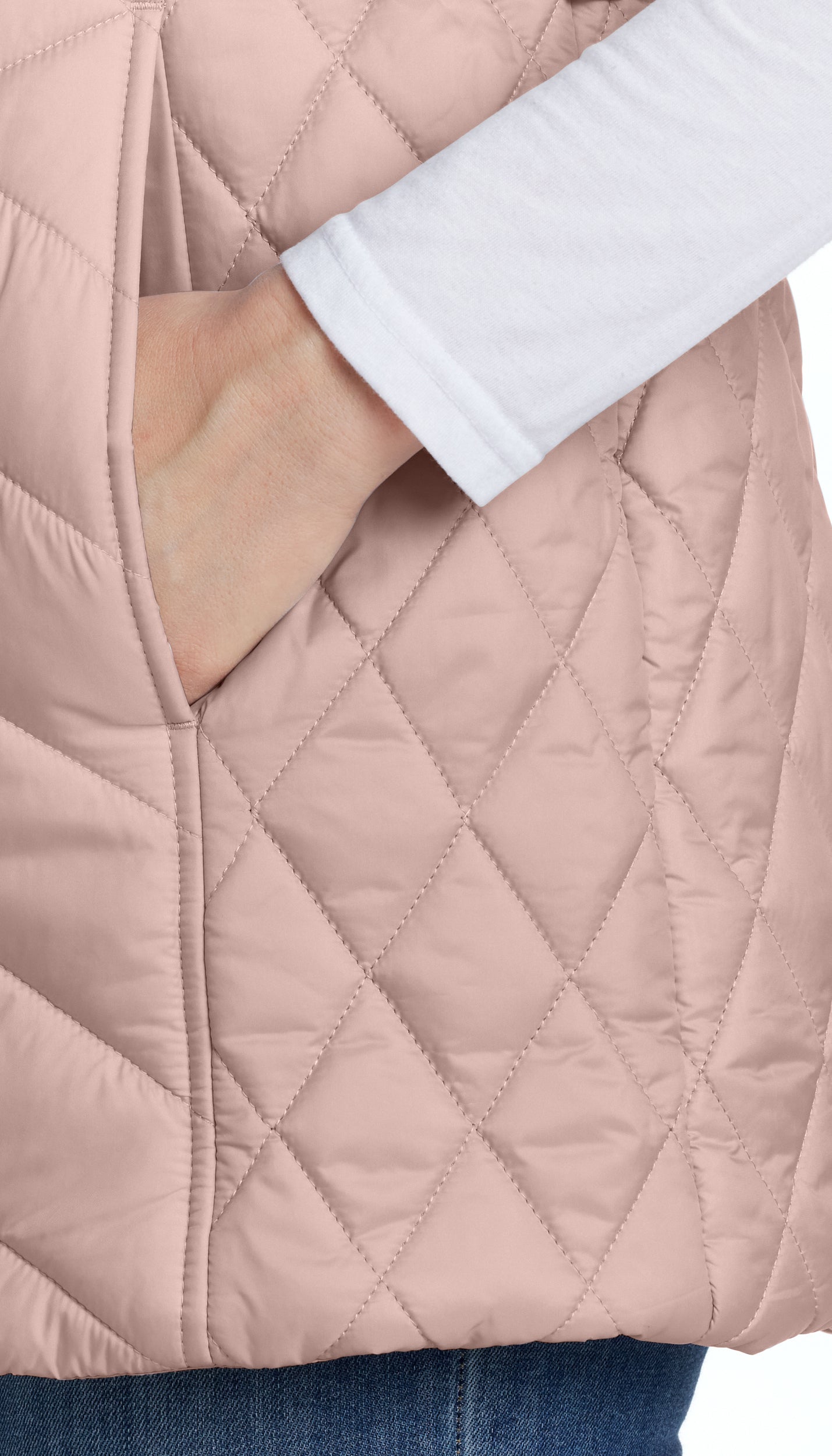 MIXED QUILTED LONGLINE VEST