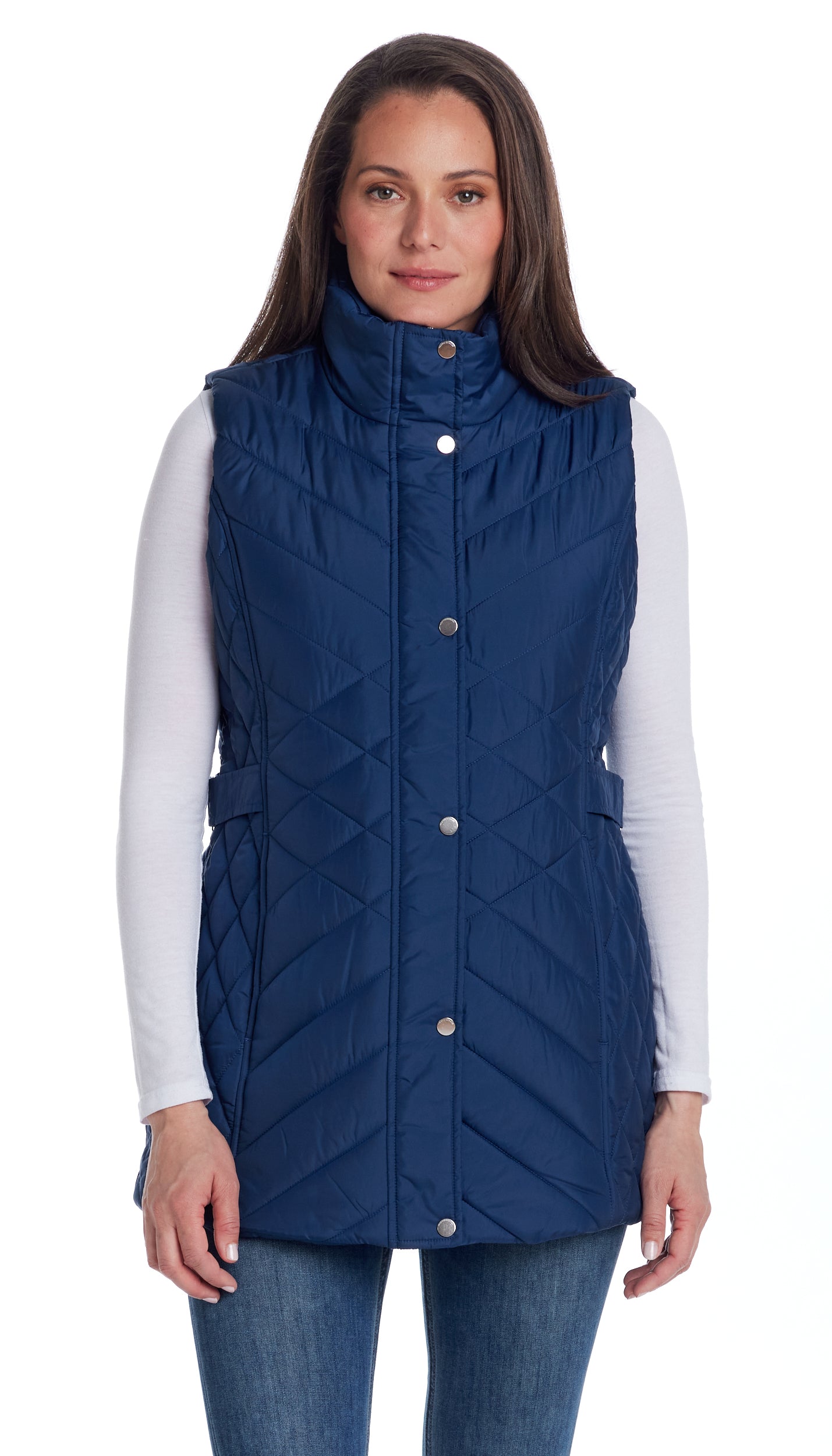MIXED QUILTED LONGLINE VEST