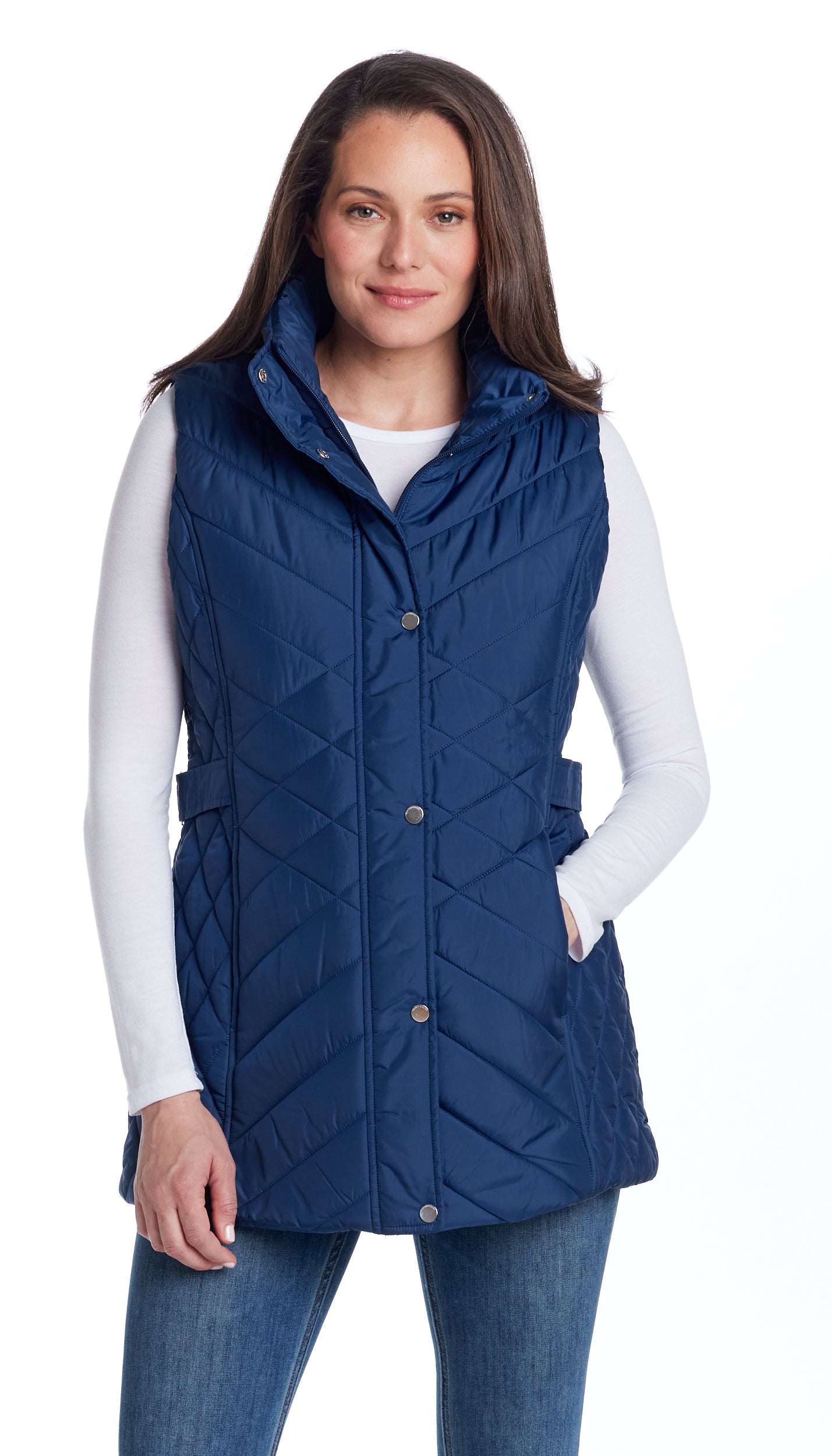 MIXED QUILTED LONGLINE VEST