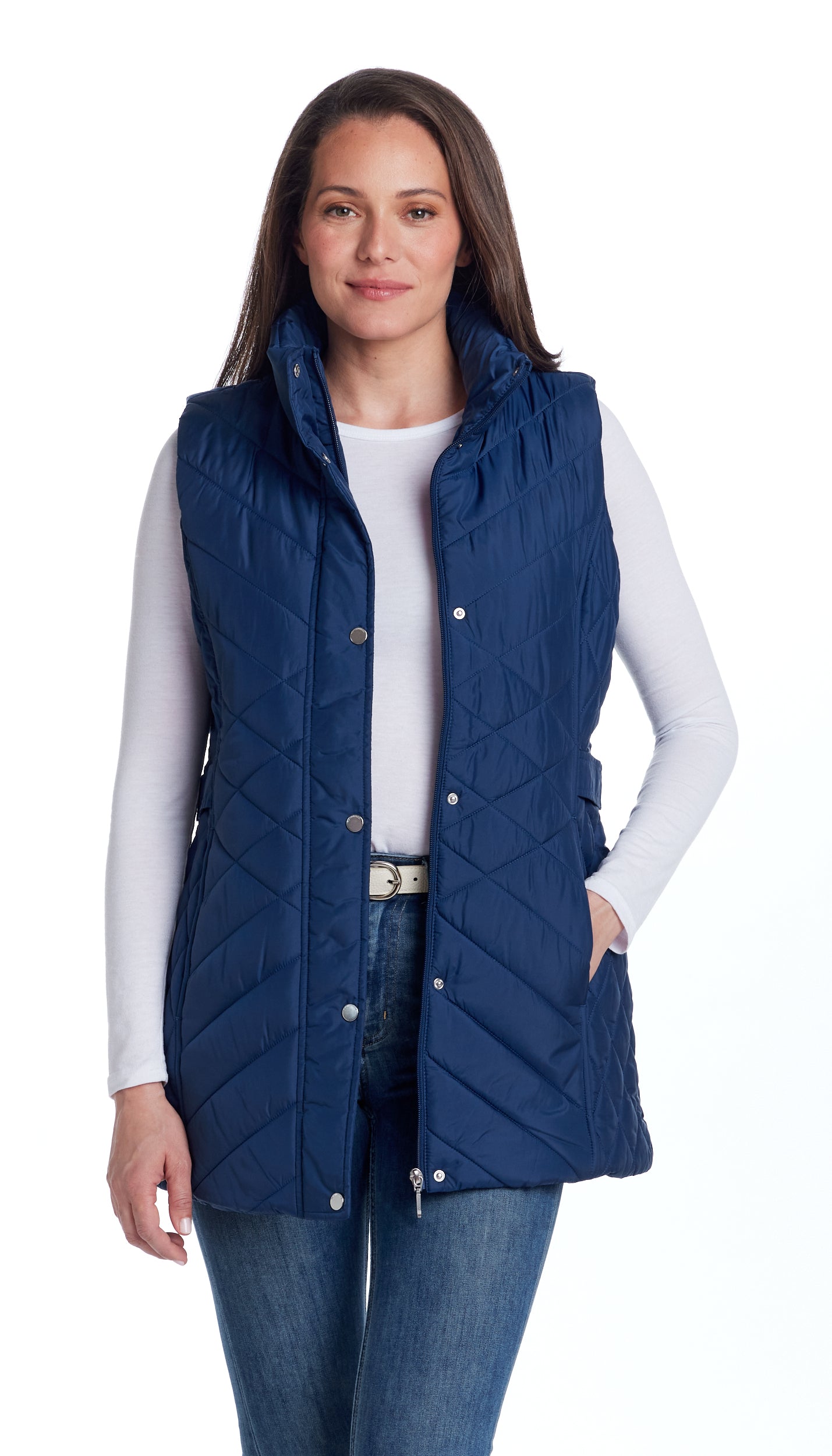 MIXED QUILTED LONGLINE VEST