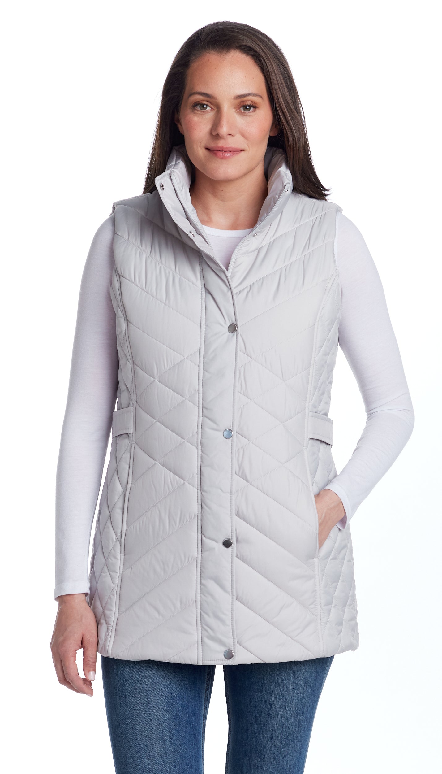 MIXED QUILTED LONGLINE VEST