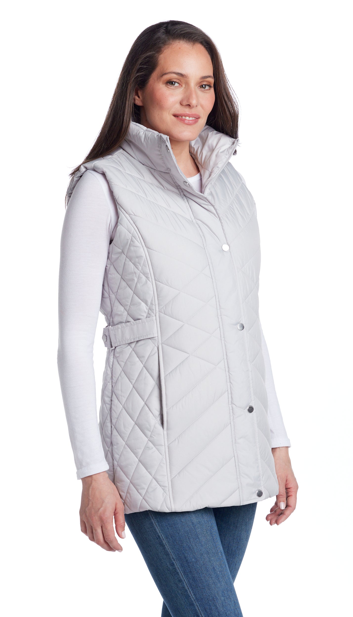 MIXED QUILTED LONGLINE VEST