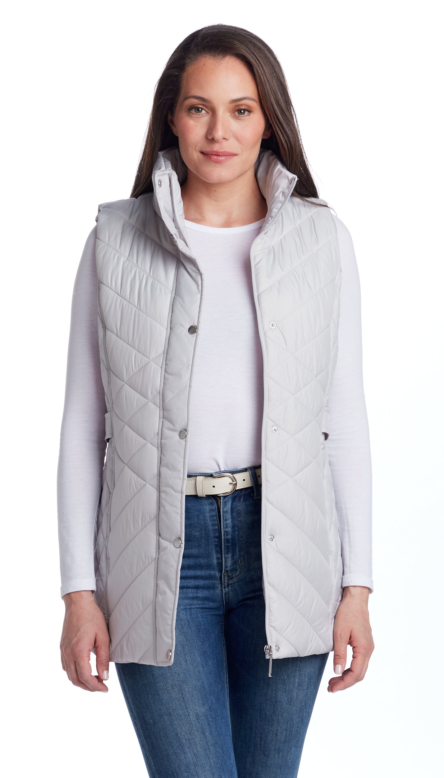MIXED QUILTED LONGLINE VEST