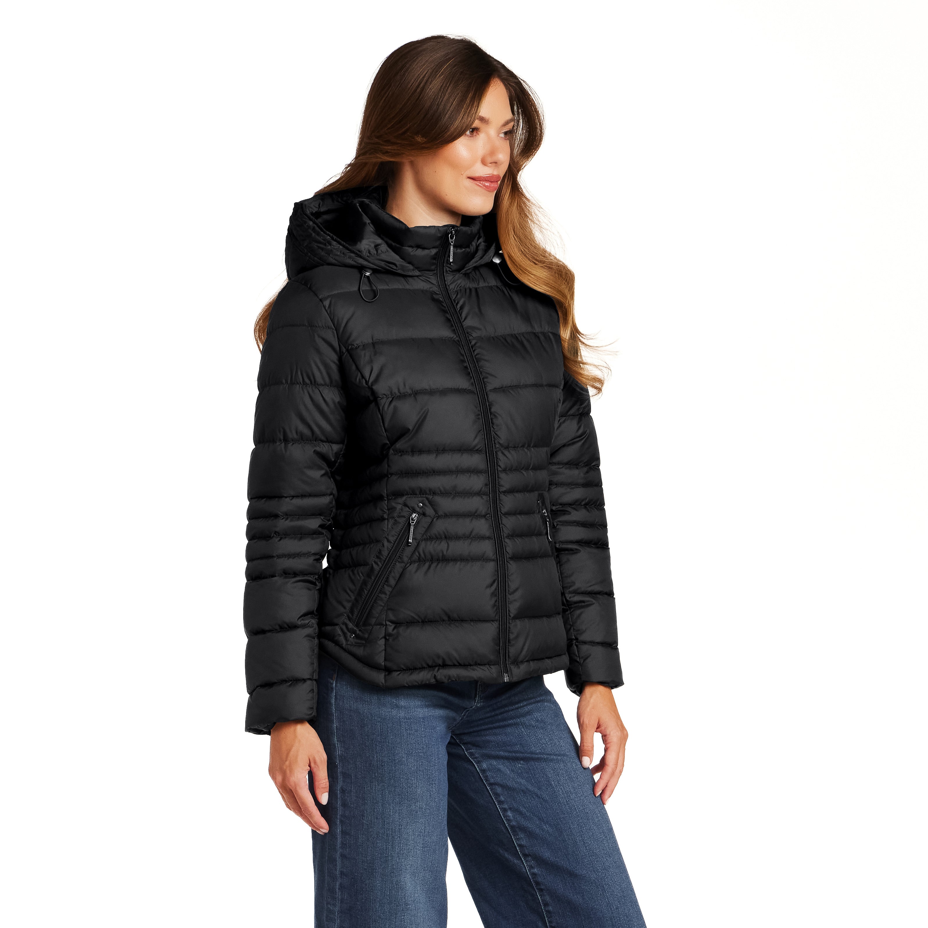 HOODED ZIP FRONT PUFFER