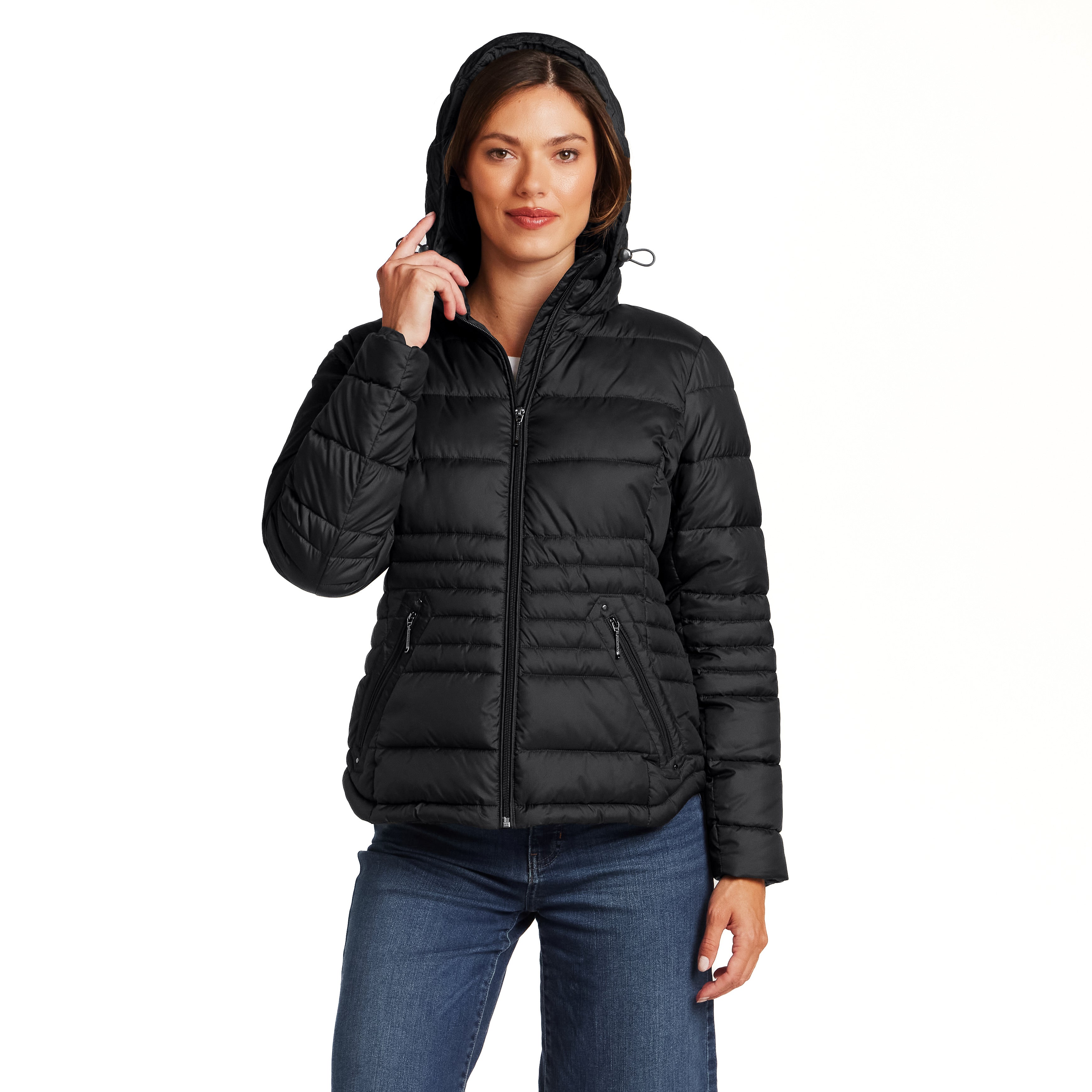 HOODED ZIP FRONT PUFFER