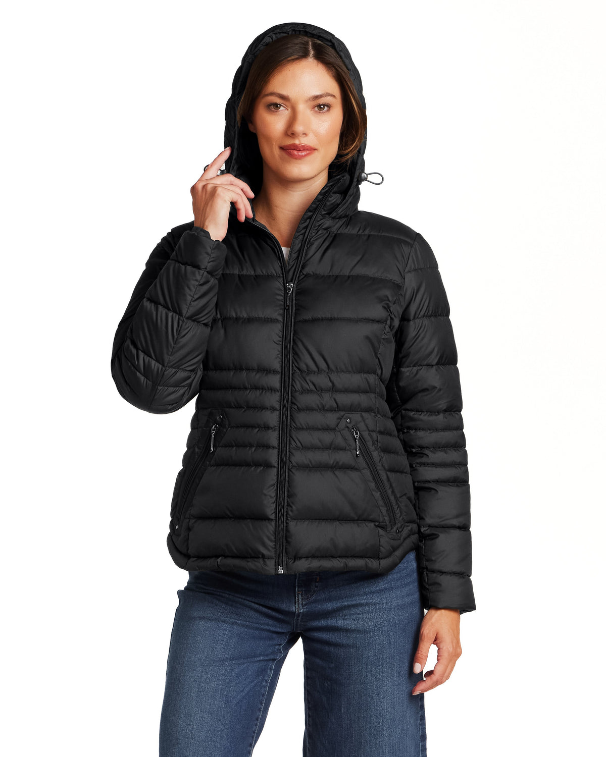 HOODED ZIP FRONT PUFFER