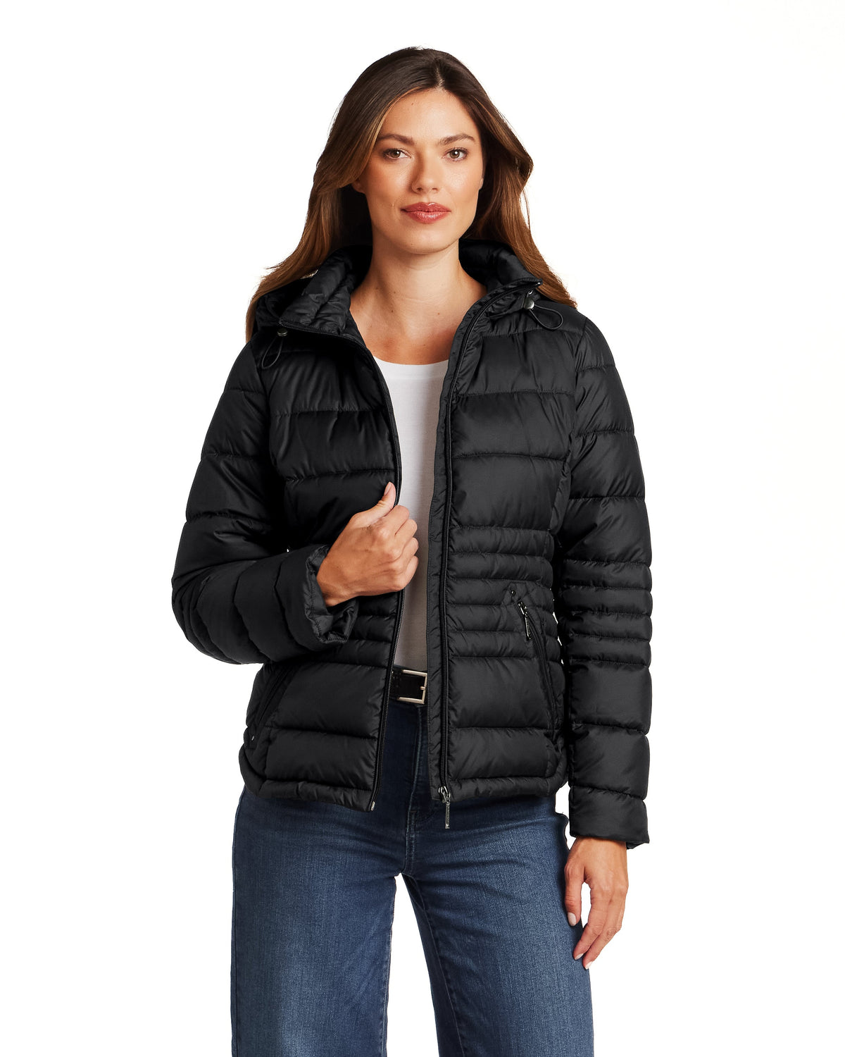 HOODED ZIP FRONT PUFFER