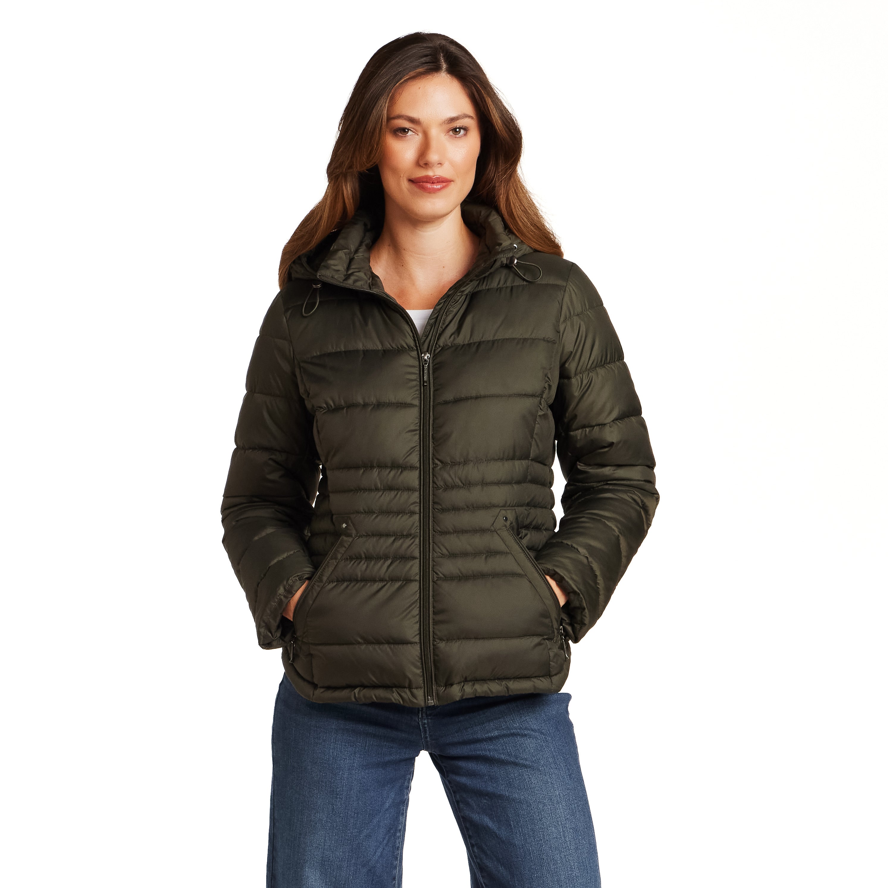 HOODED ZIP FRONT PUFFER