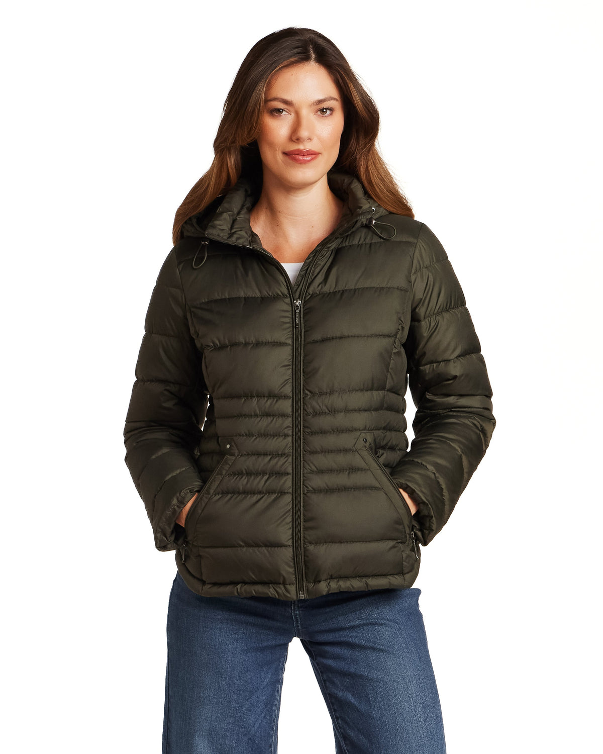 HOODED ZIP FRONT PUFFER