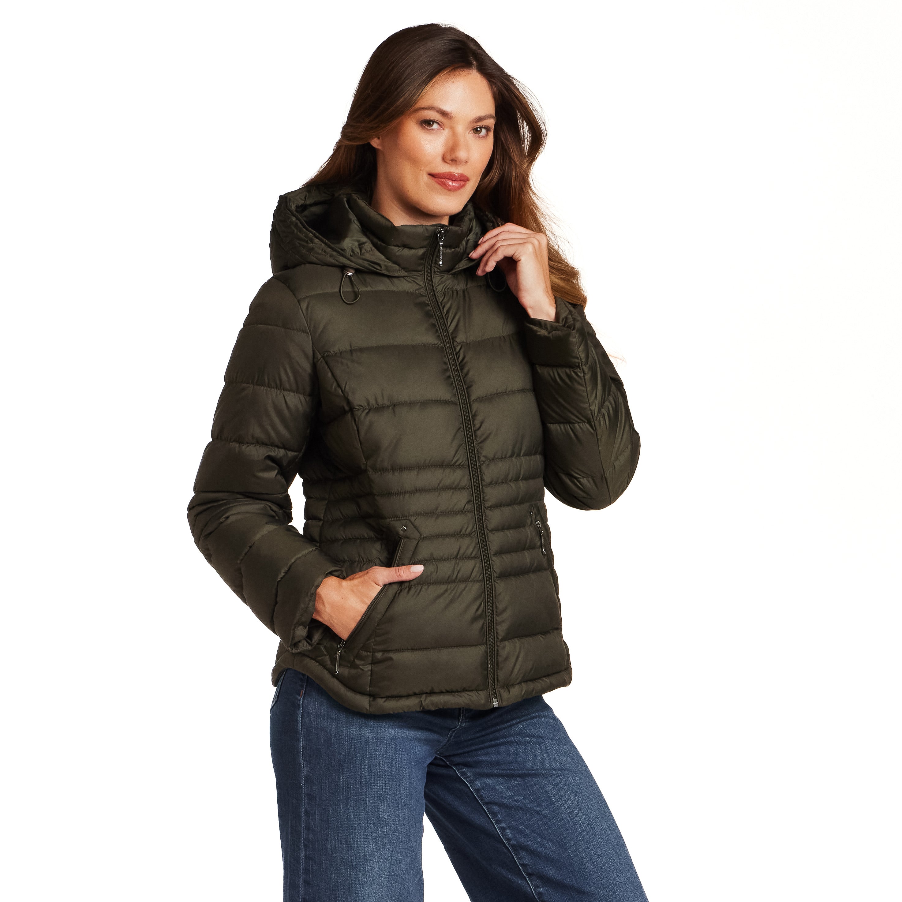 HOODED ZIP FRONT PUFFER