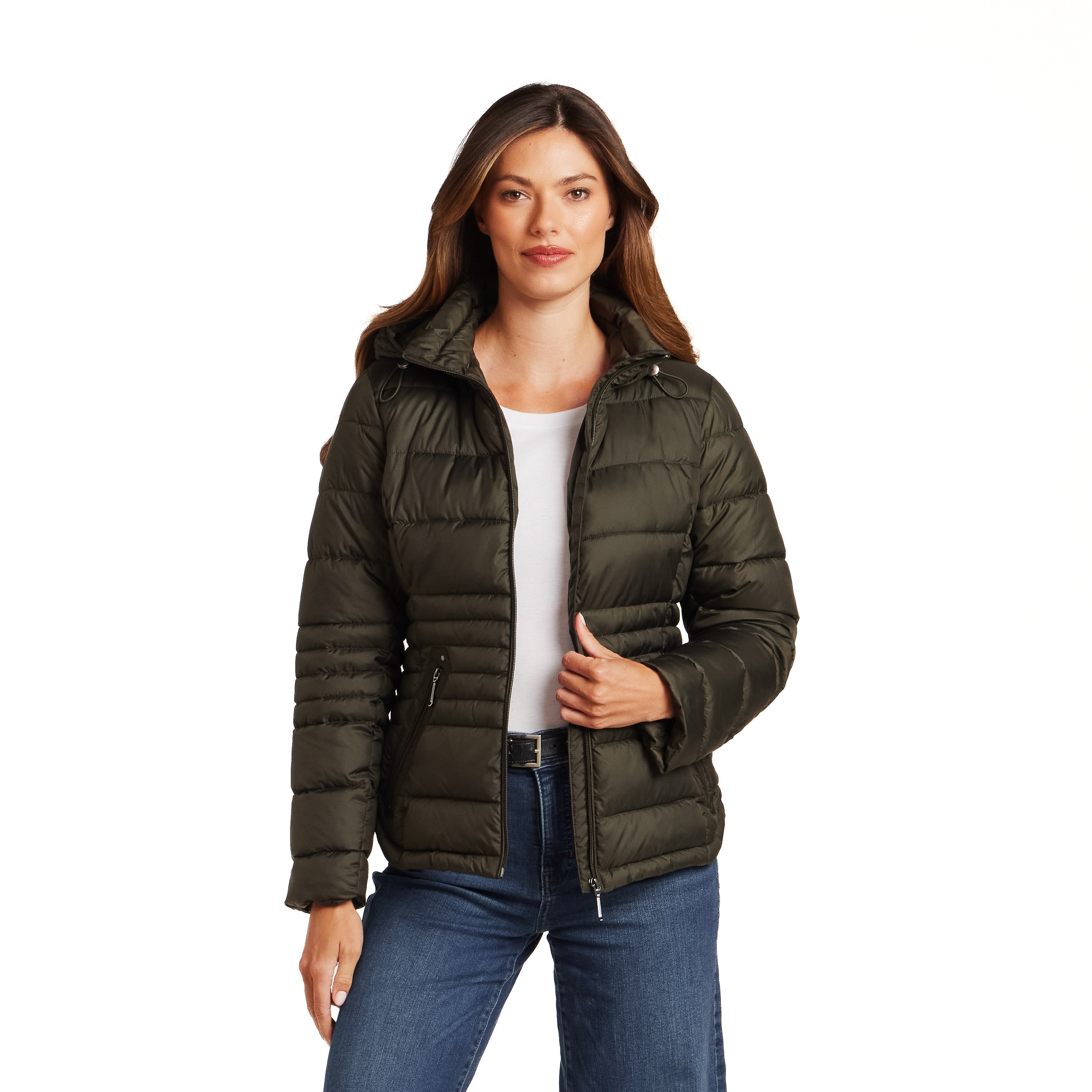 HOODED ZIP FRONT PUFFER