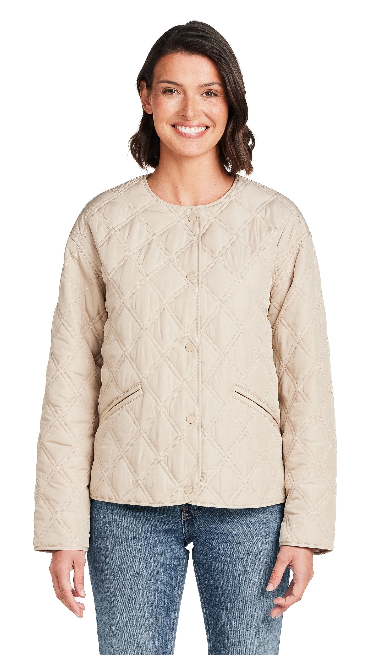 COLLARLESS QUILTED JACKET