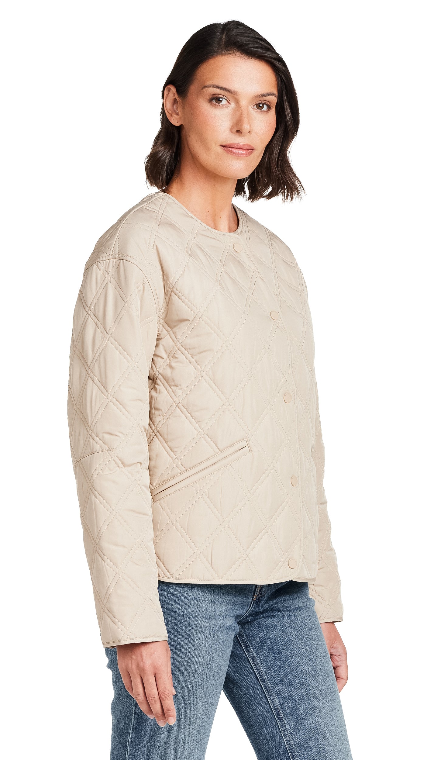 COLLARLESS QUILTED JACKET
