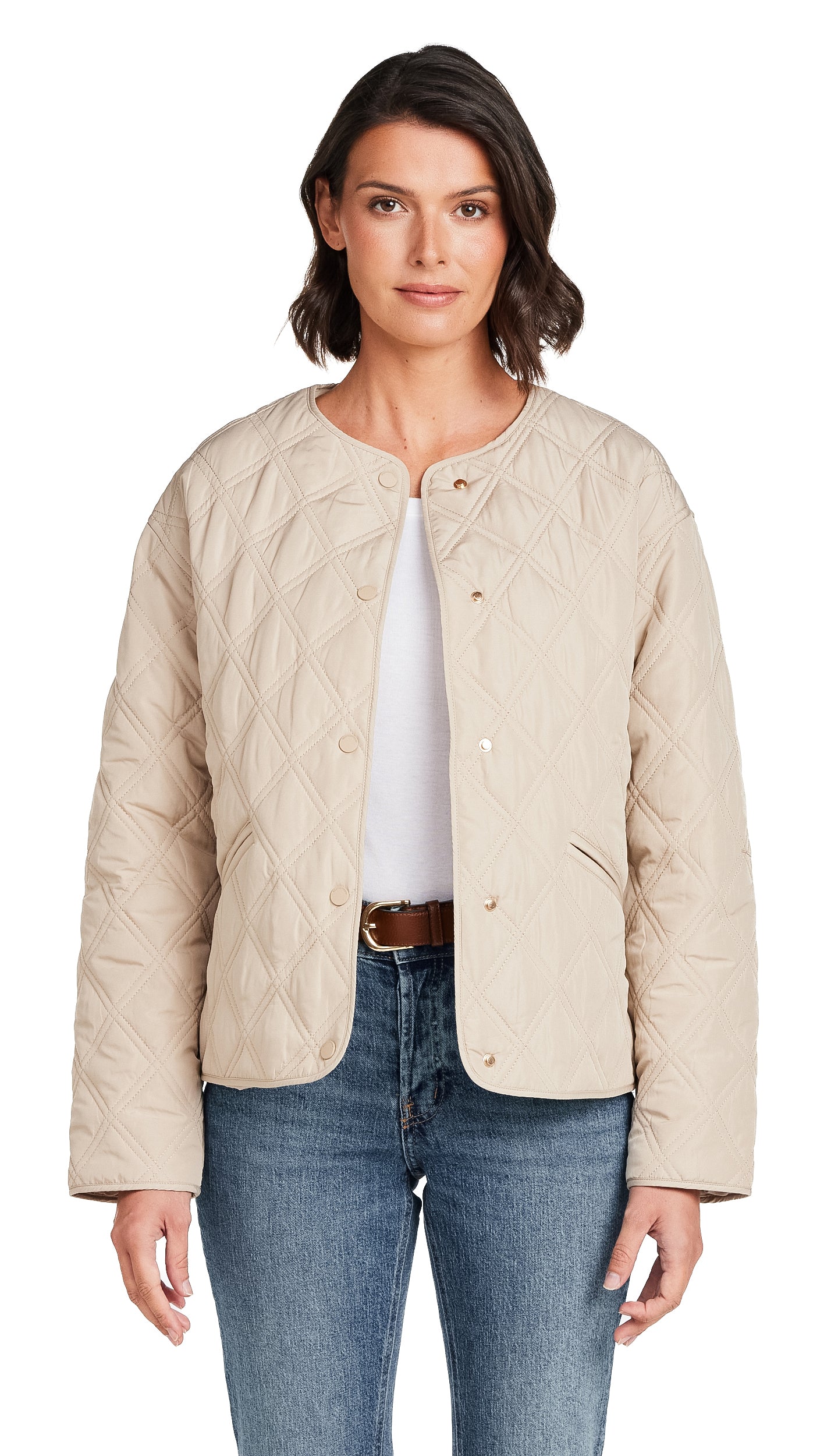 COLLARLESS QUILTED JACKET