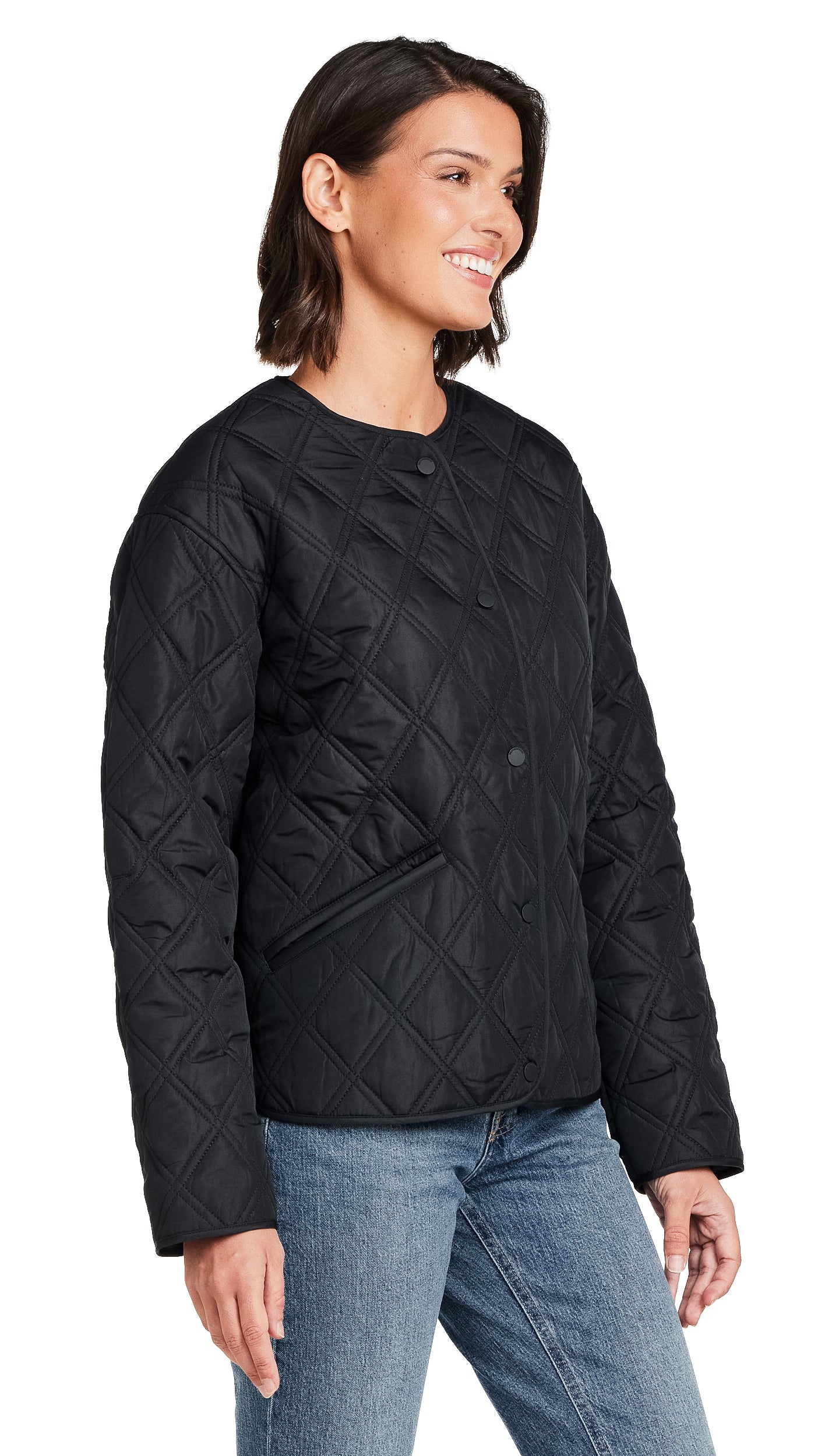 COLLARLESS QUILTED JACKET