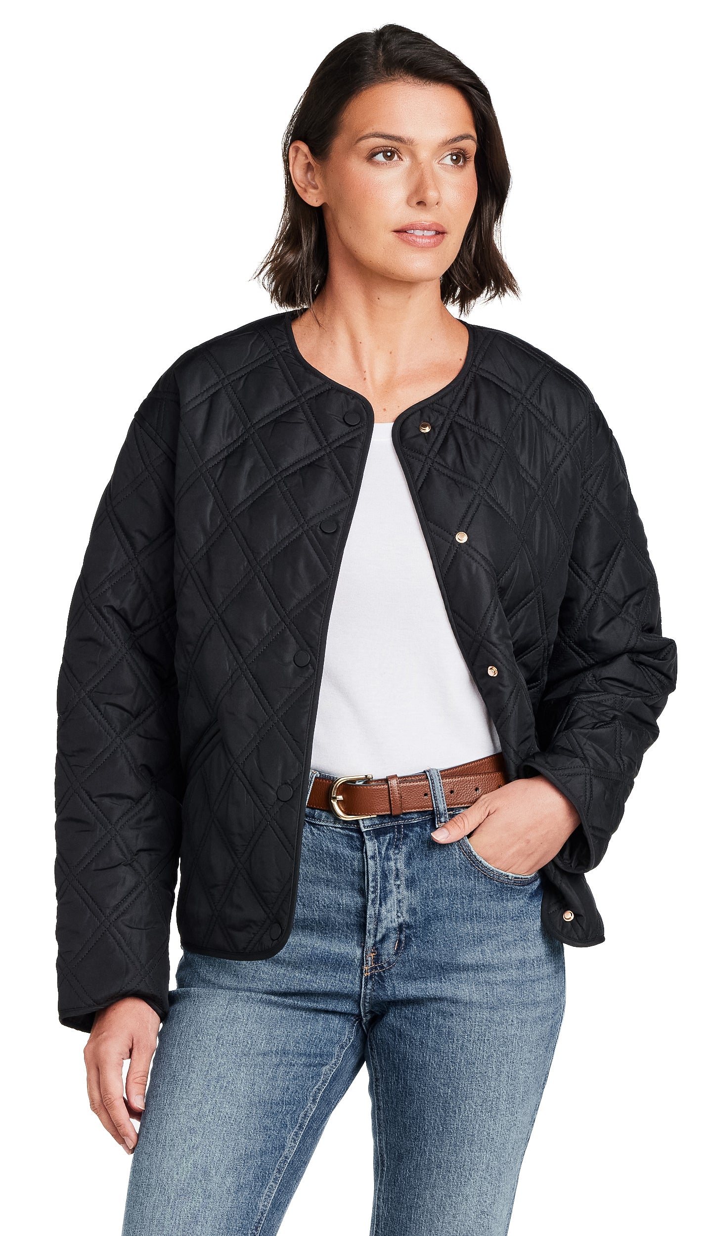 COLLARLESS QUILTED JACKET
