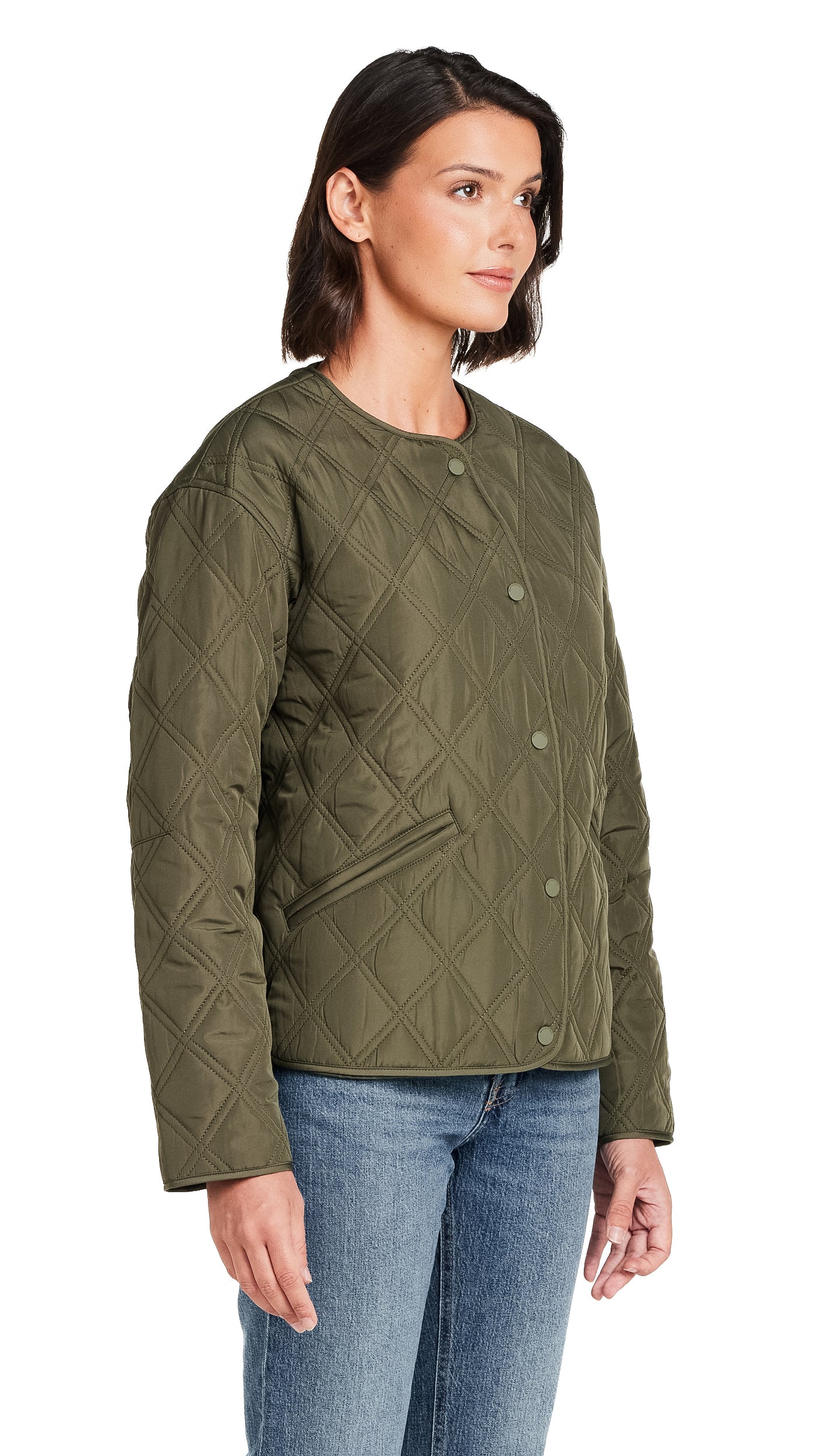 COLLARLESS QUILTED JACKET