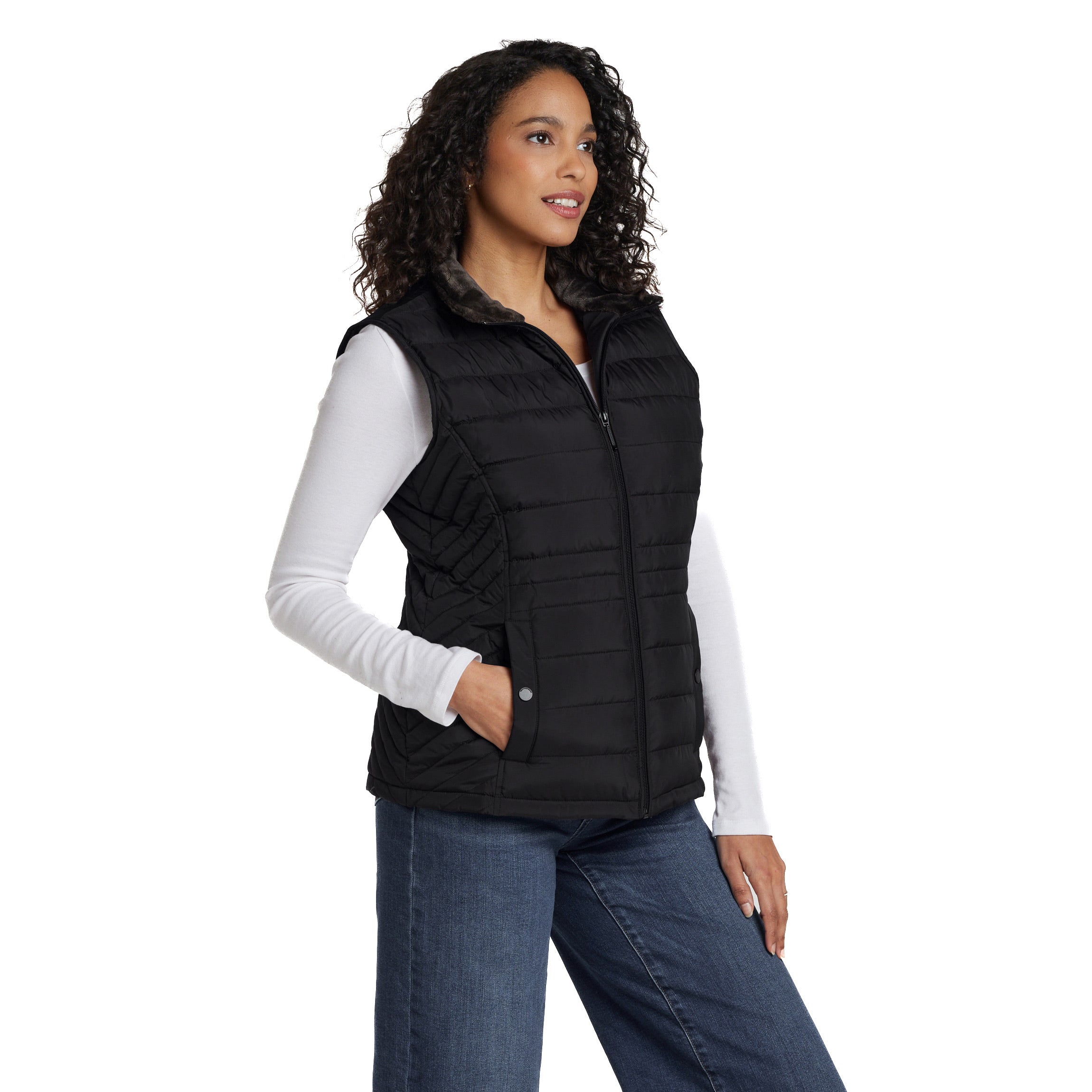 PLUSH LINED PUFFER QUILTED VEST
