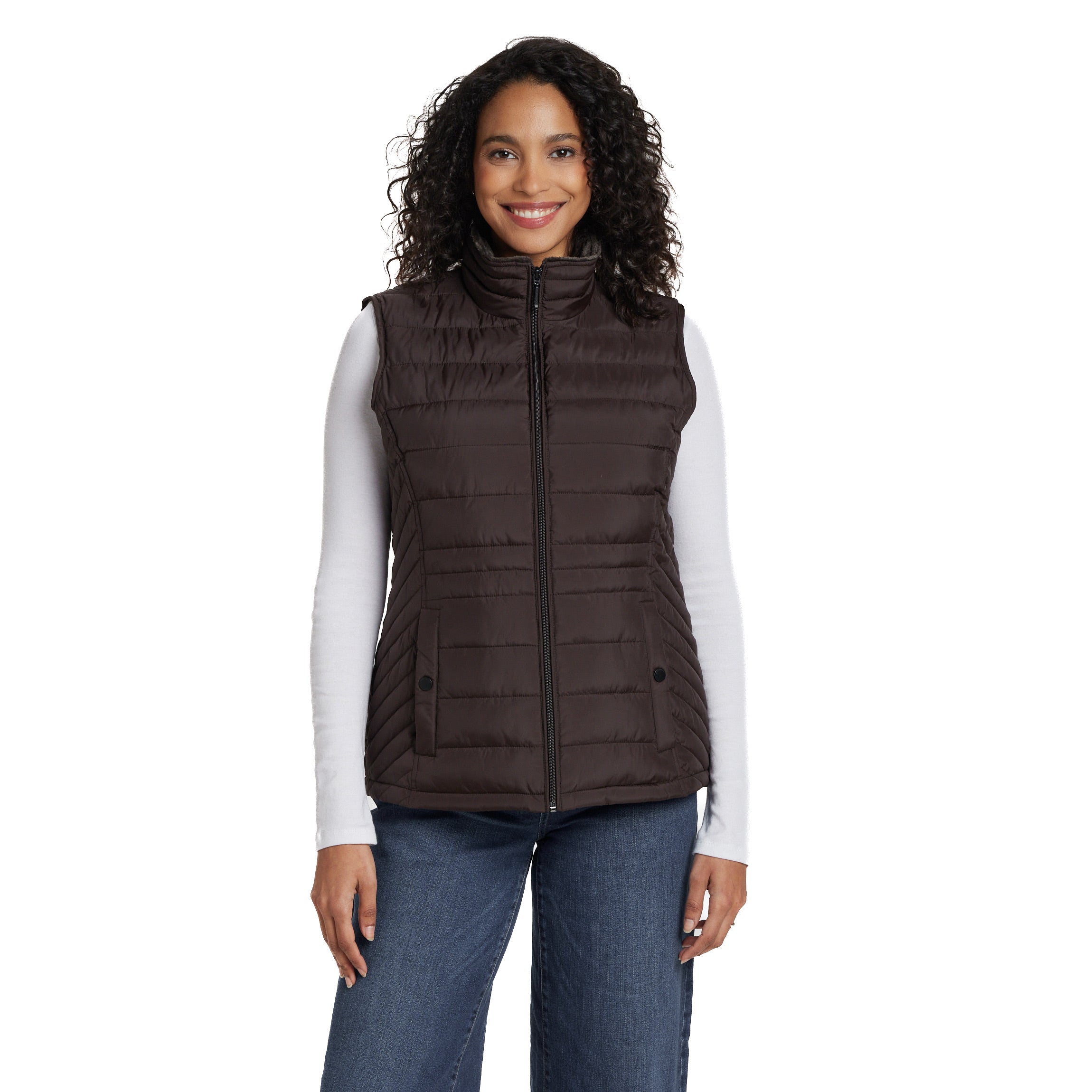 PLUSH LINED PUFFER QUILTED VEST