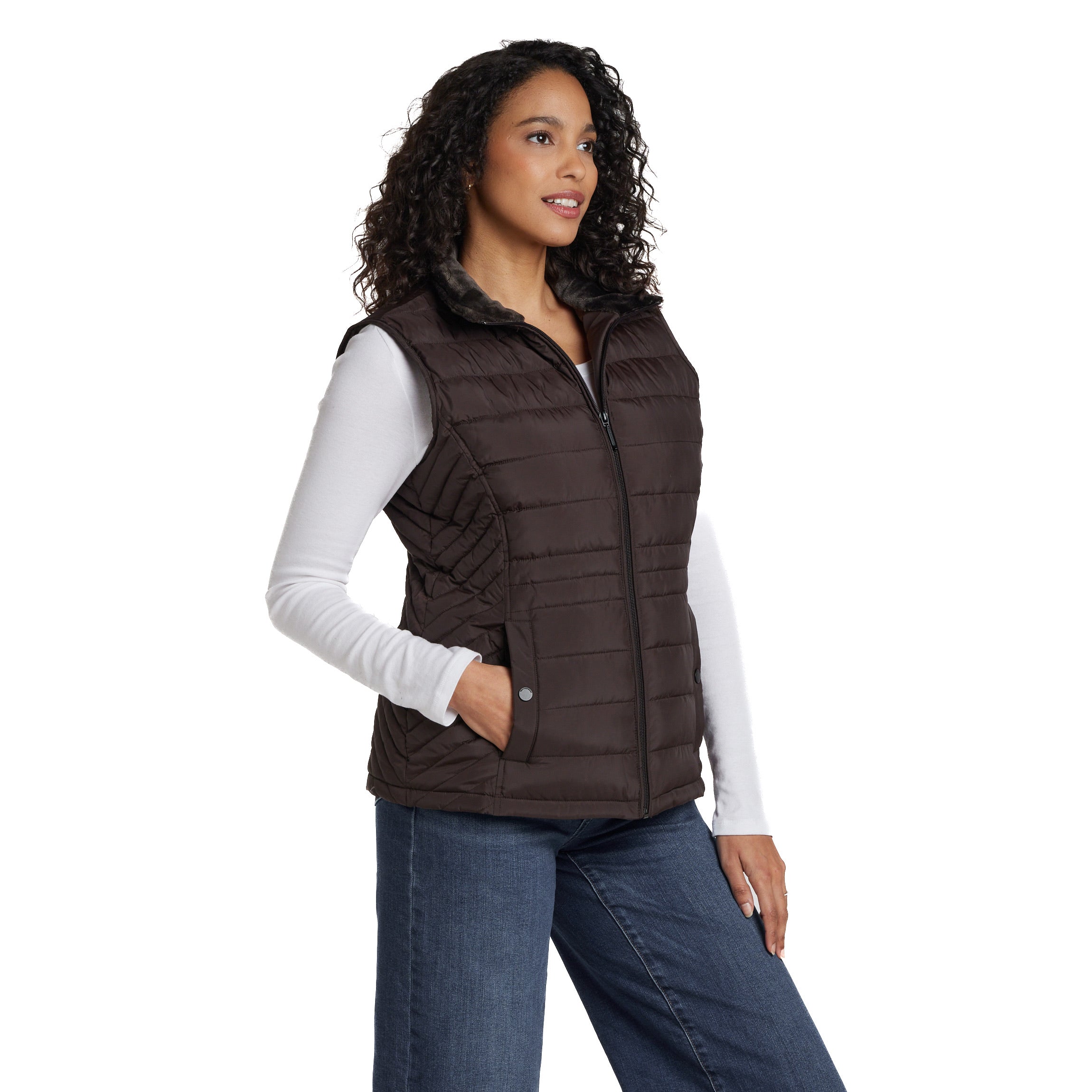 PLUSH LINED PUFFER QUILTED VEST