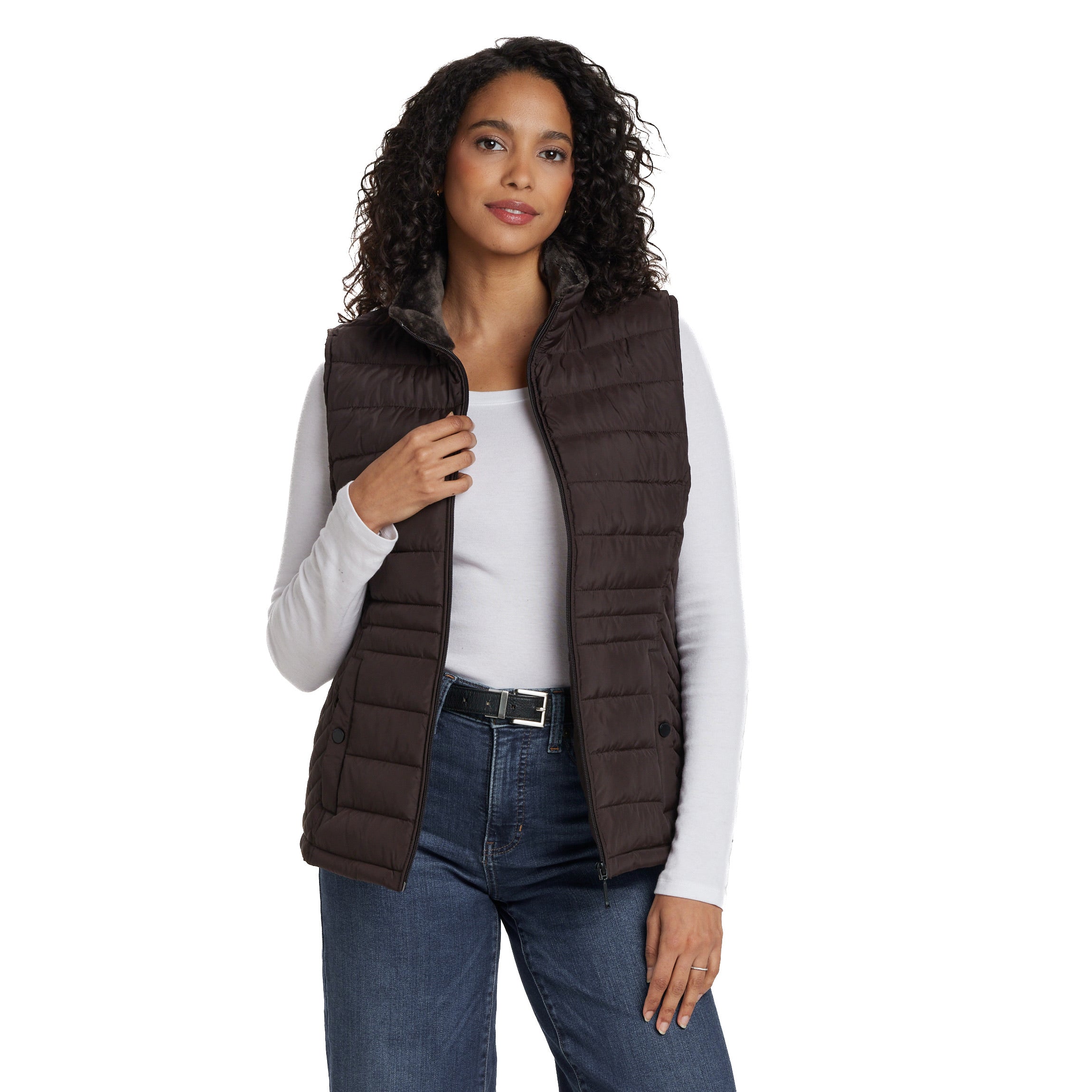 PLUSH LINED PUFFER QUILTED VEST