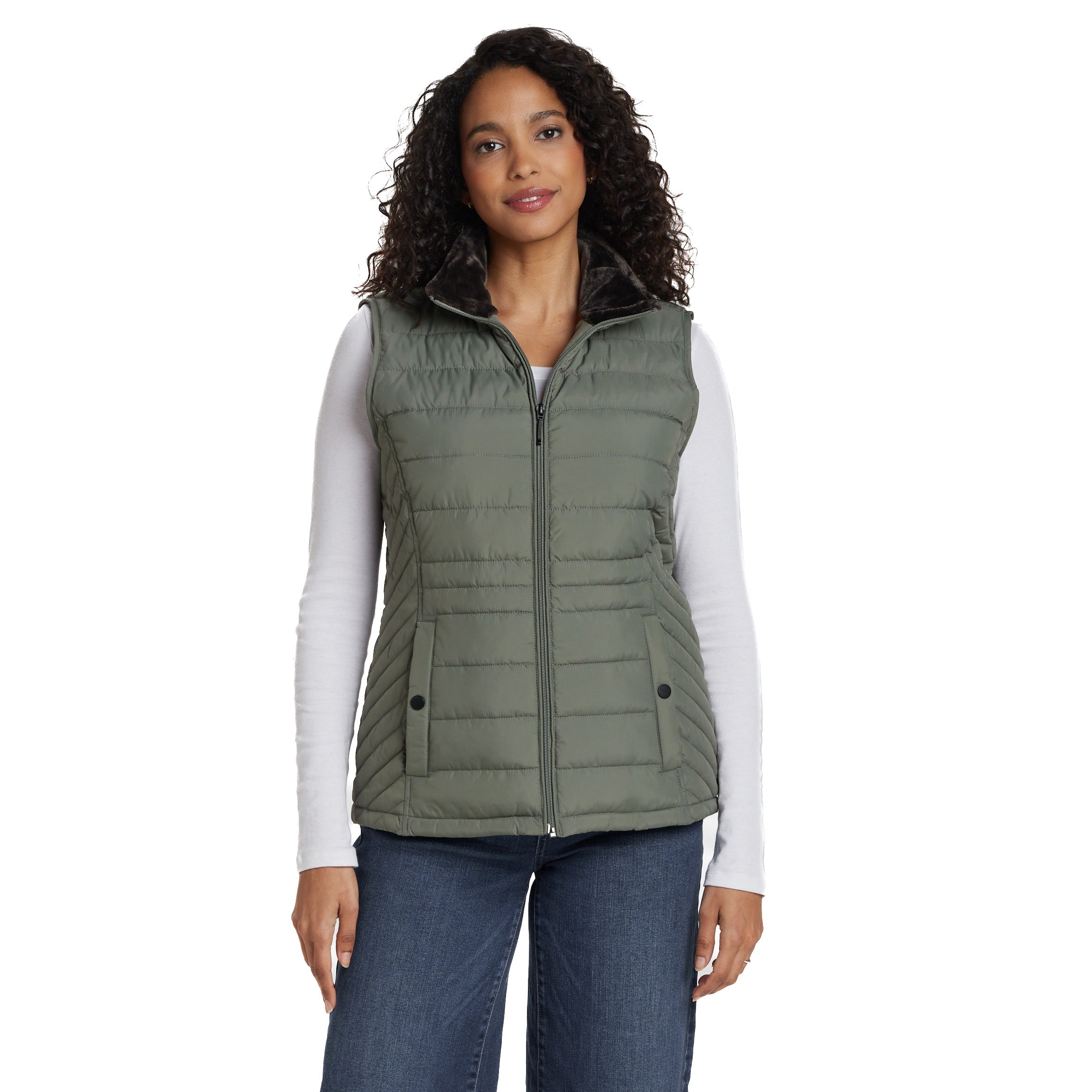 PLUSH LINED PUFFER QUILTED VEST