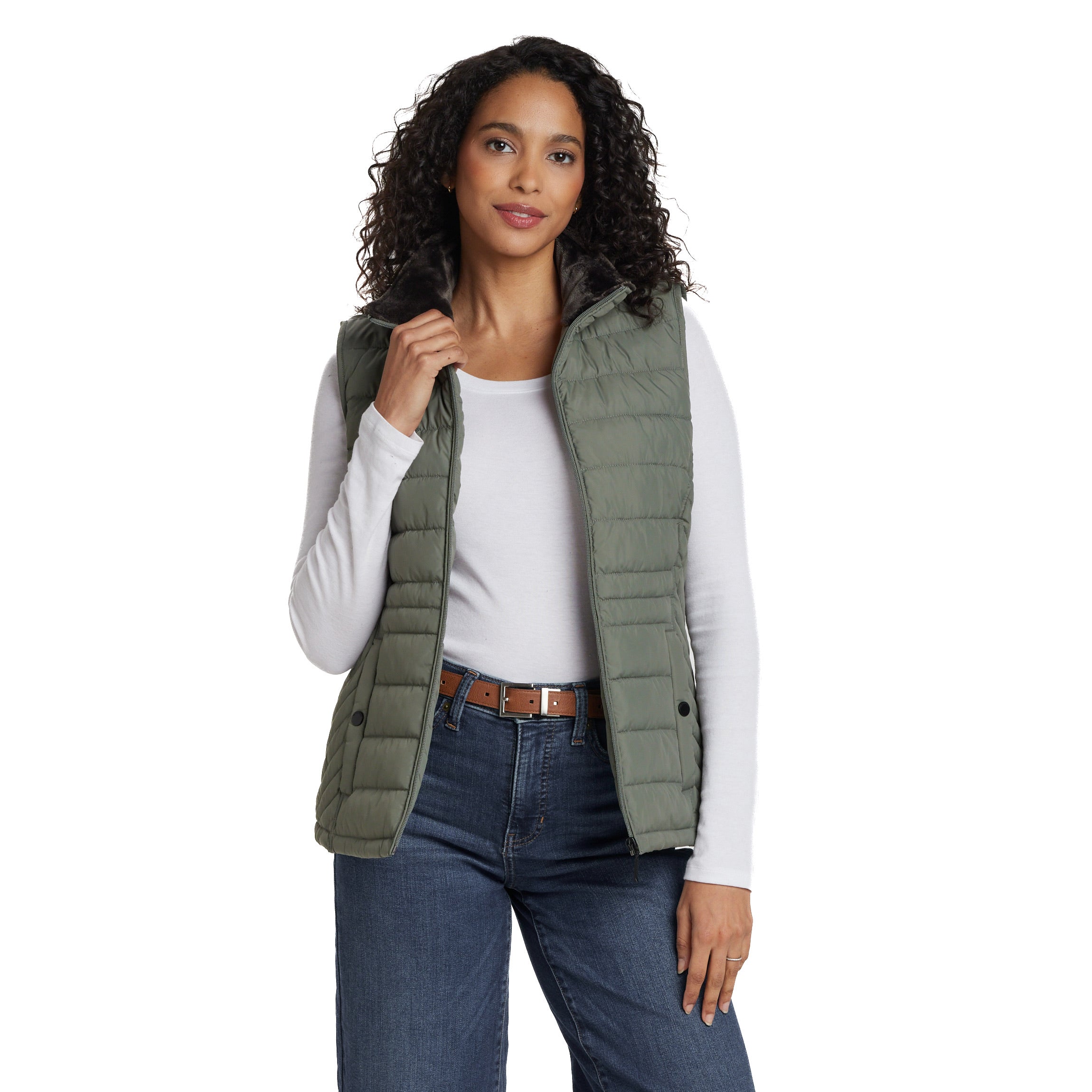 PLUSH LINED PUFFER QUILTED VEST