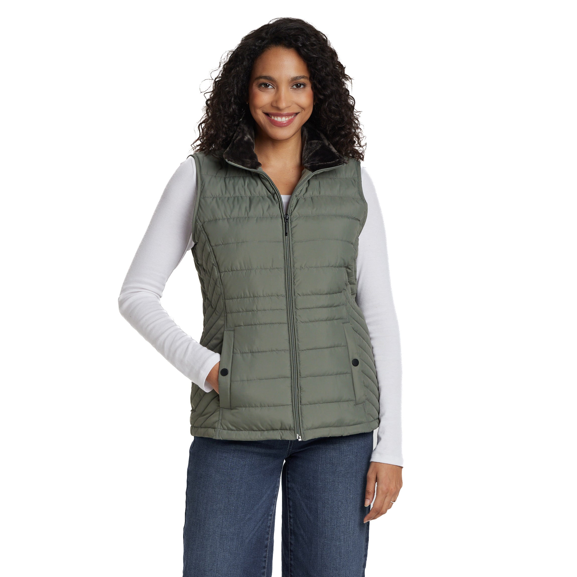 PLUSH LINED PUFFER QUILTED VEST