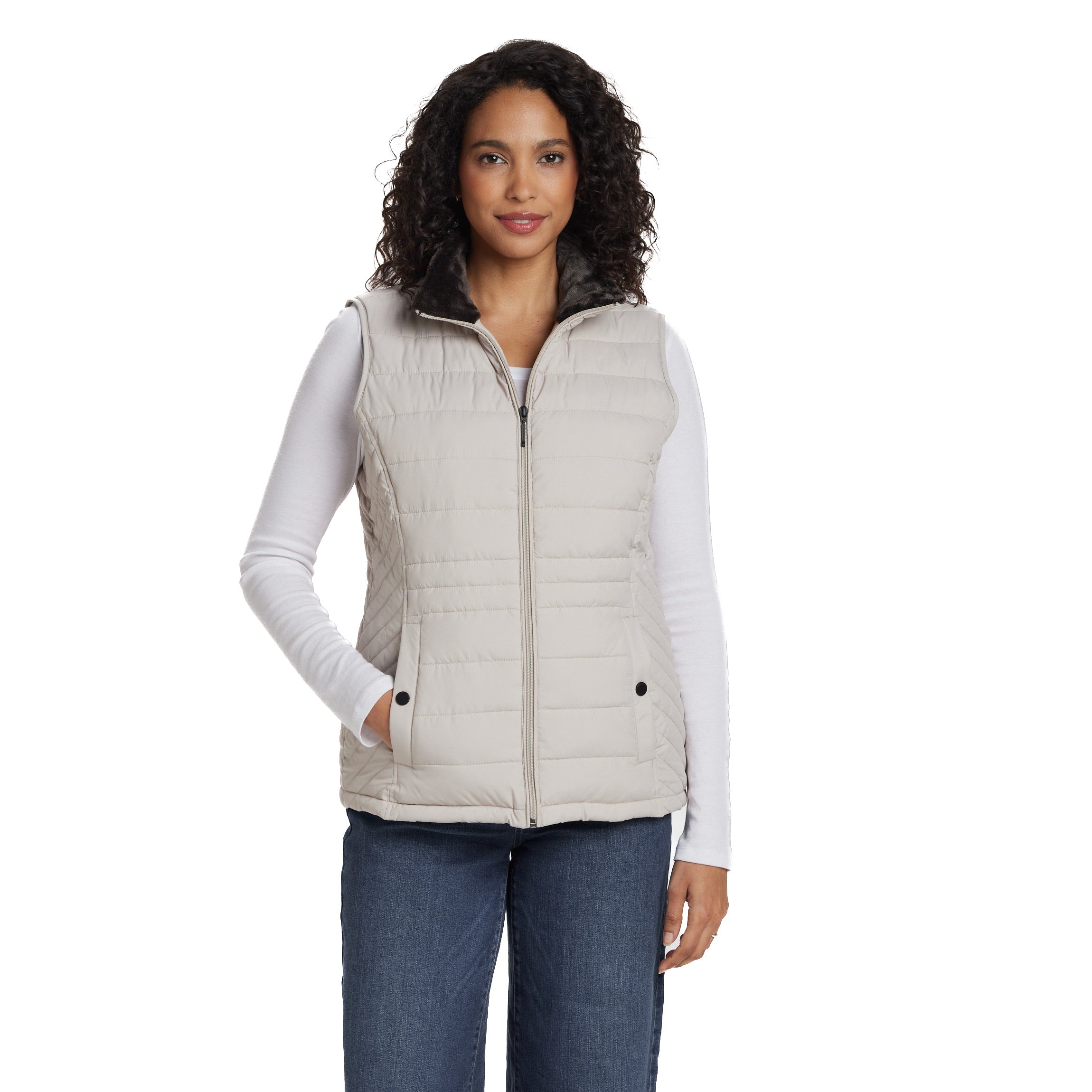 PLUSH LINED PUFFER QUILTED VEST